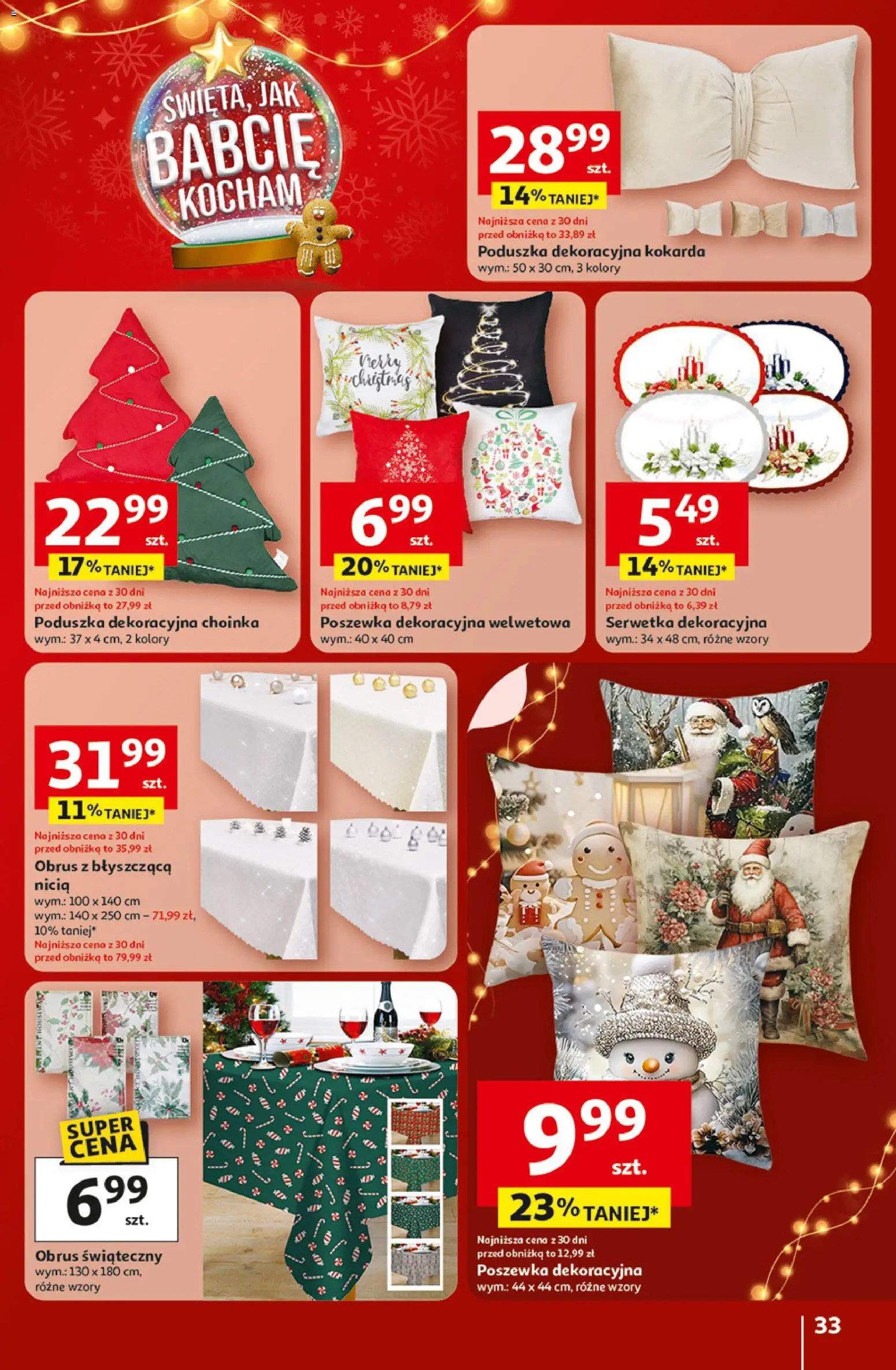 Auchan Gazetka - Święta jak babcię kocham Hipermarket od 18.12.2025 | Strona: 33 | Produkty: Choinka, Poduszka