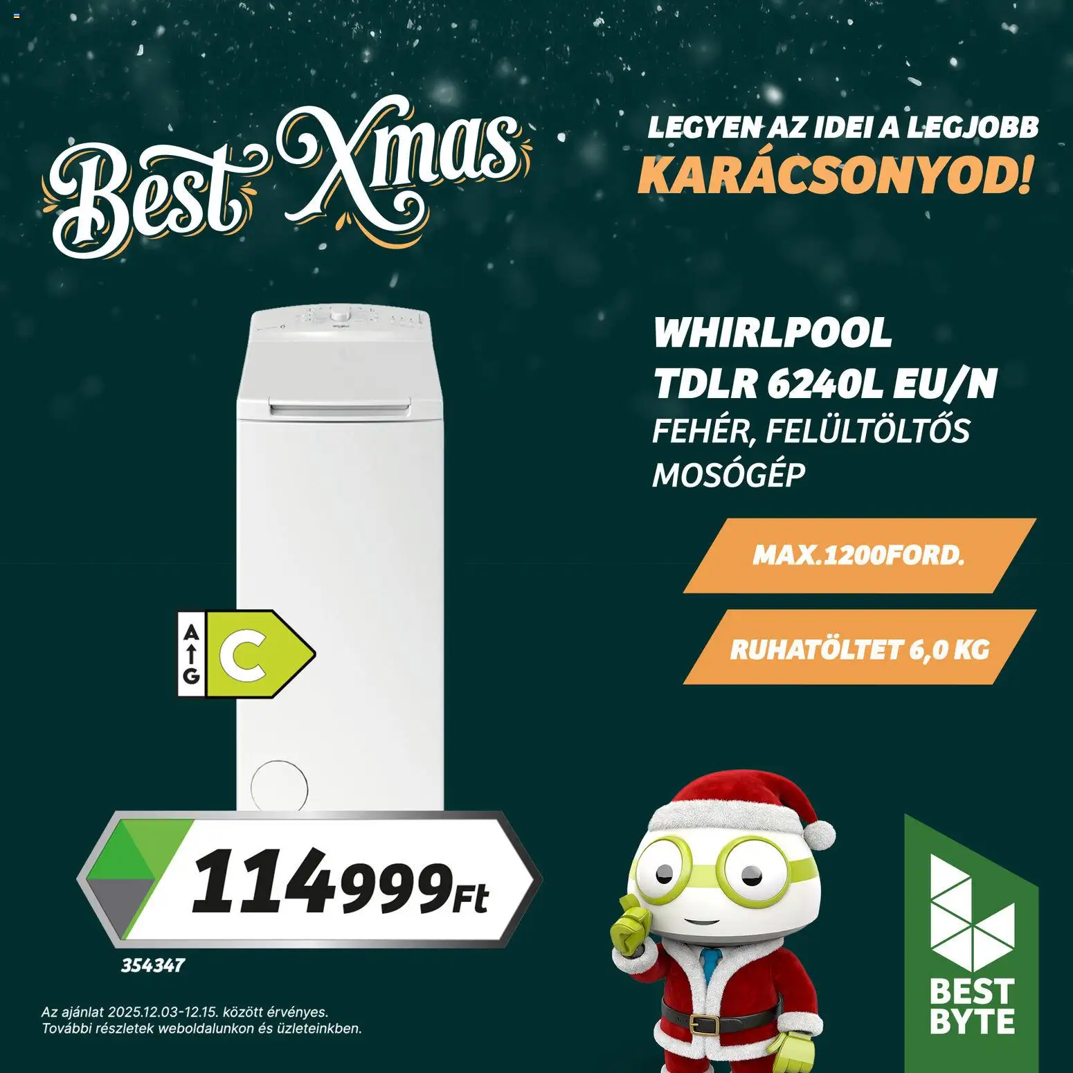 Best Byte akciós ujság - amely érvényes a következő dátumtól: 03.12.2025 | Oldal: 3 | Termékek: Mosógép, Felültöltős mosógép