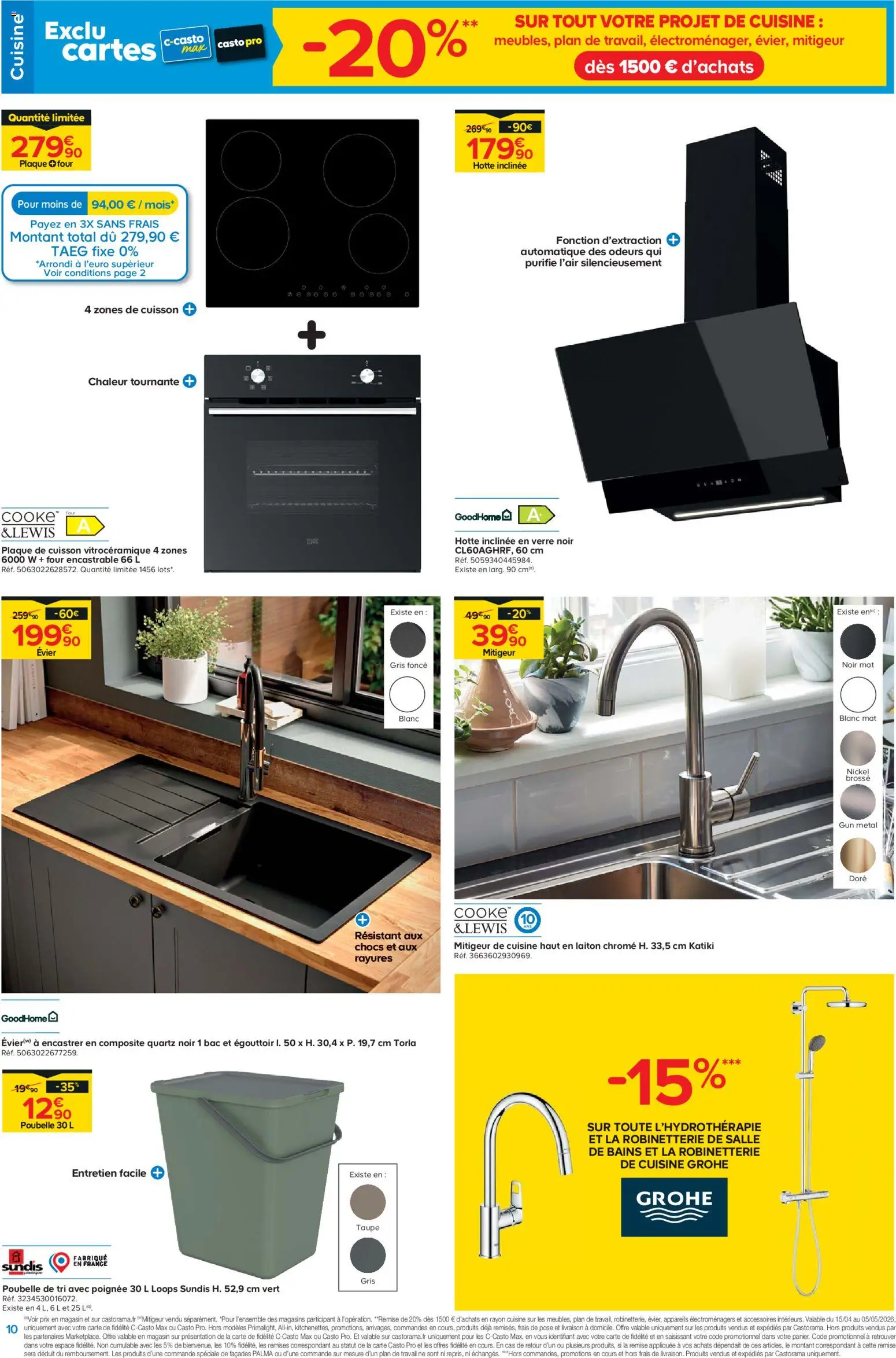 {H1} | Page: 10 | Produits: Poubelle, Plaque de cuisson, Brosse, Mitigeur de cuisine
