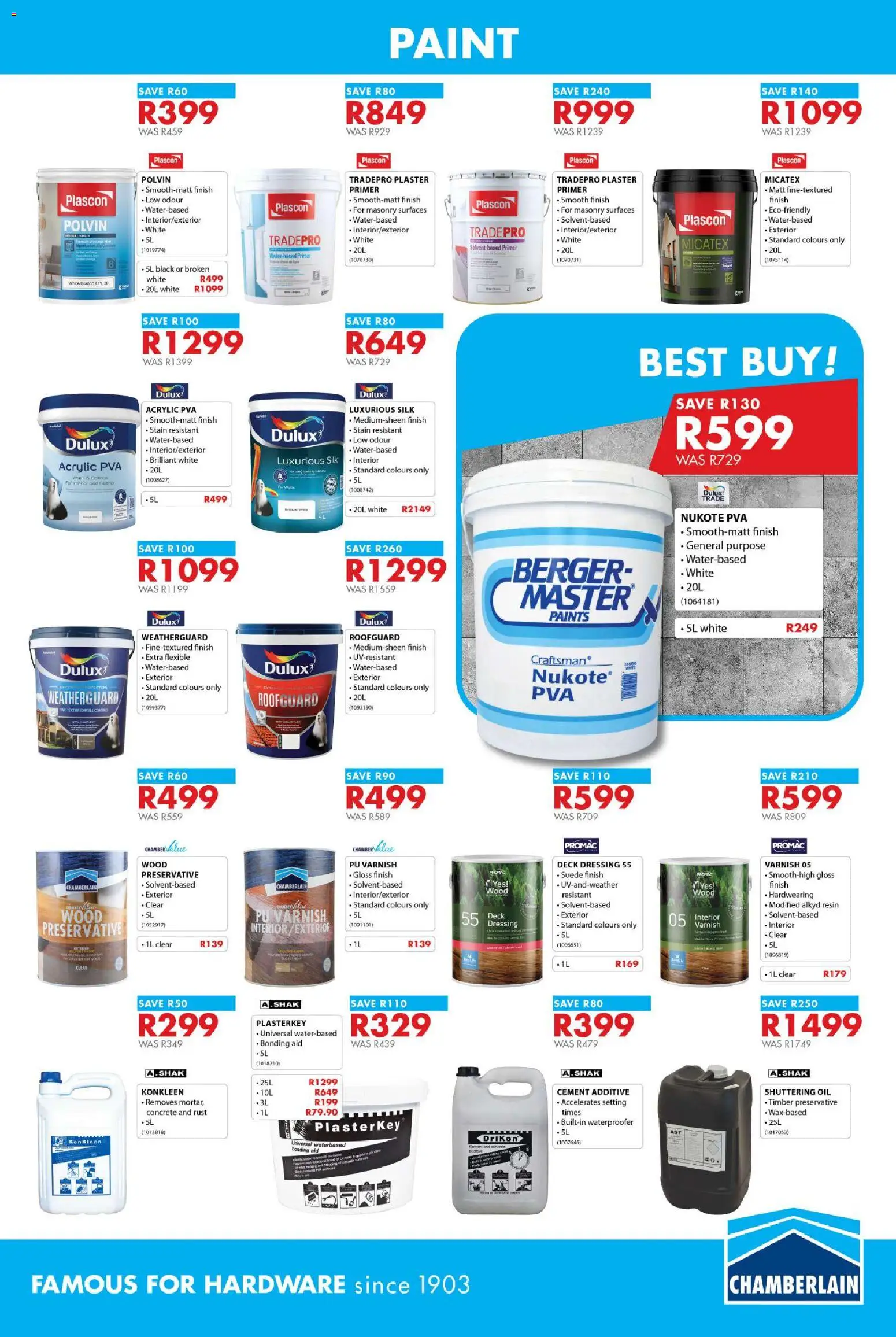 New Chamberlain catalogue – valid from 22.01.2026 | Page: 5 | Products: Primer, Paint, Plaster, Water