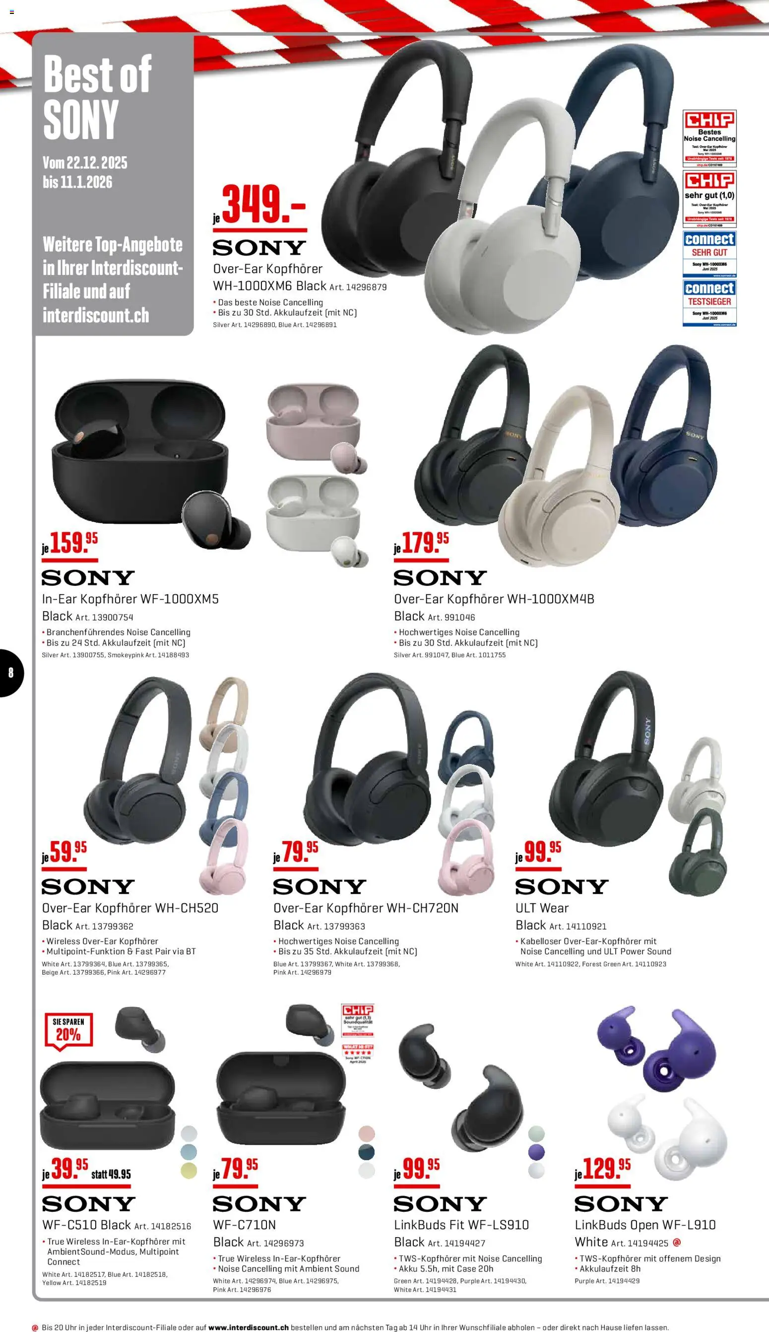Interdiscount Aktionen – gültig ab 22.12.2025 | Seite: 8 | Produkte: Kopfhörer, Sony