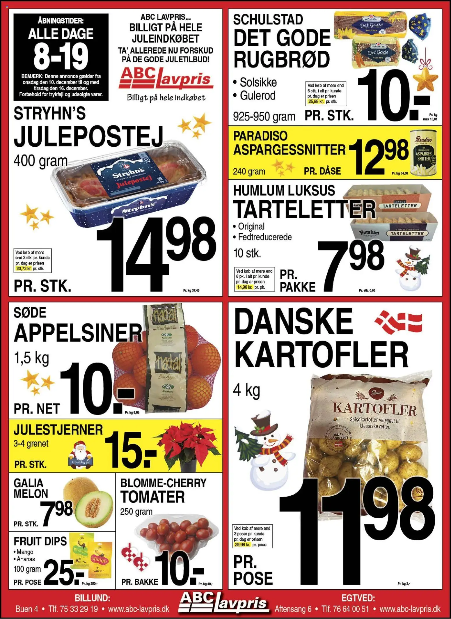 Abc Lavpris tilbudsavis – gyldig fra 10.12.2025 | Side: 1 | Produkter: Appelsiner, Tomater, Rugbrød, Tarteletter