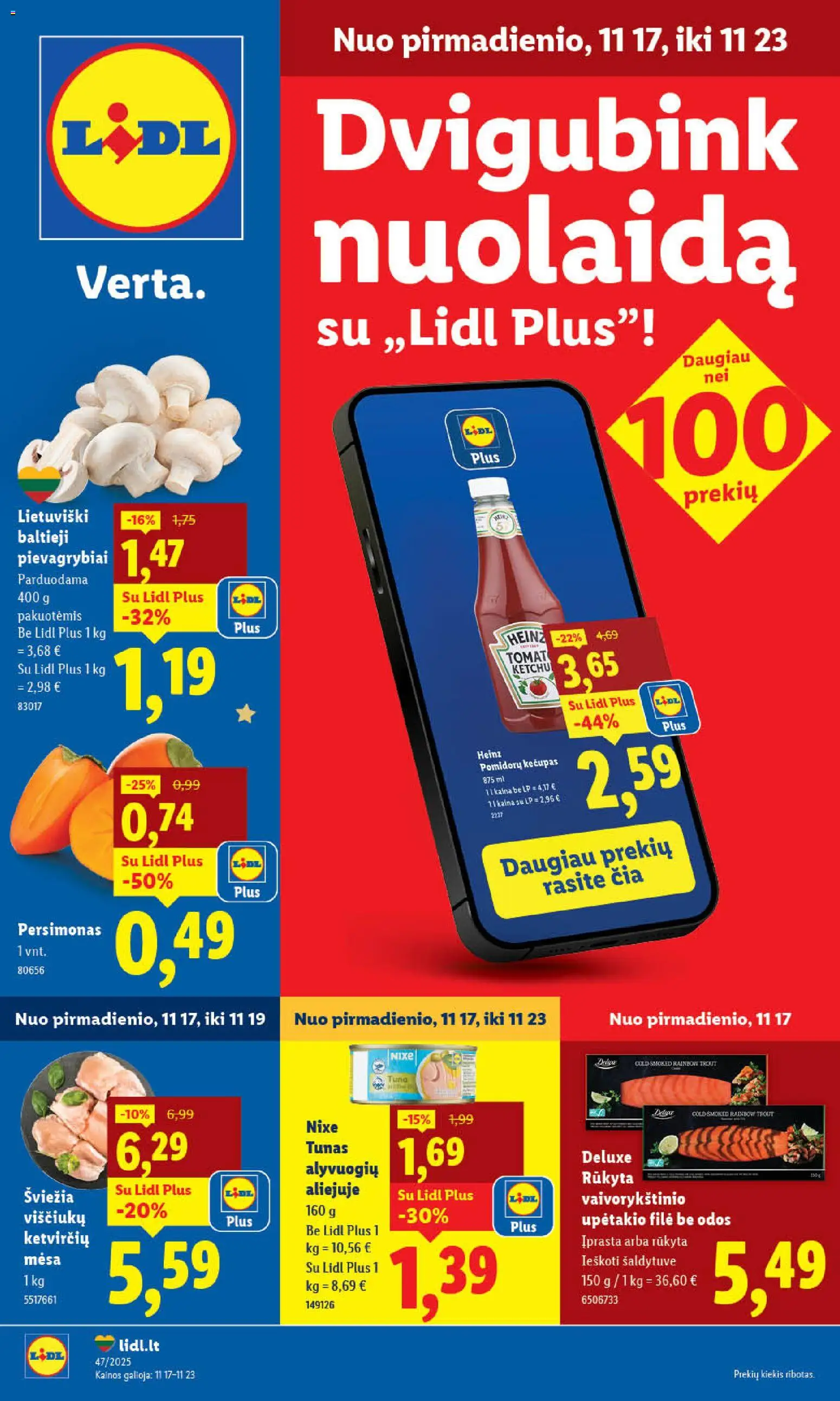 LIDL akcijos nuo 17.11.2025 | Puslapis: 1 | Prekių: Pievagrybiai, Viščiukų, Kečupas