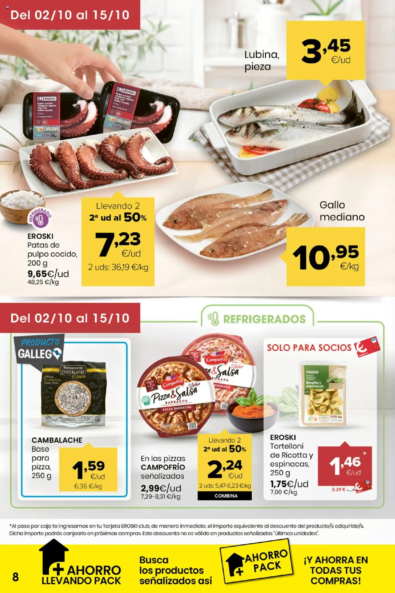 Eroski - Miramos por ti │ válido desde el 02.10.2025 | Página: 8 | Productos: Pizza, Té, Barbacoa, Caja