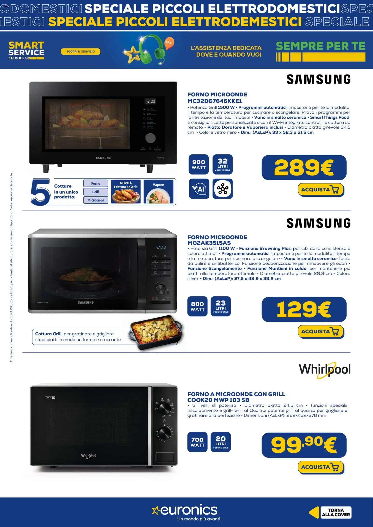 Volantino Euronics del 16.10.2025 | Pagina: 2 | Prodotti: Microonde, Tè, Forno, Samsung