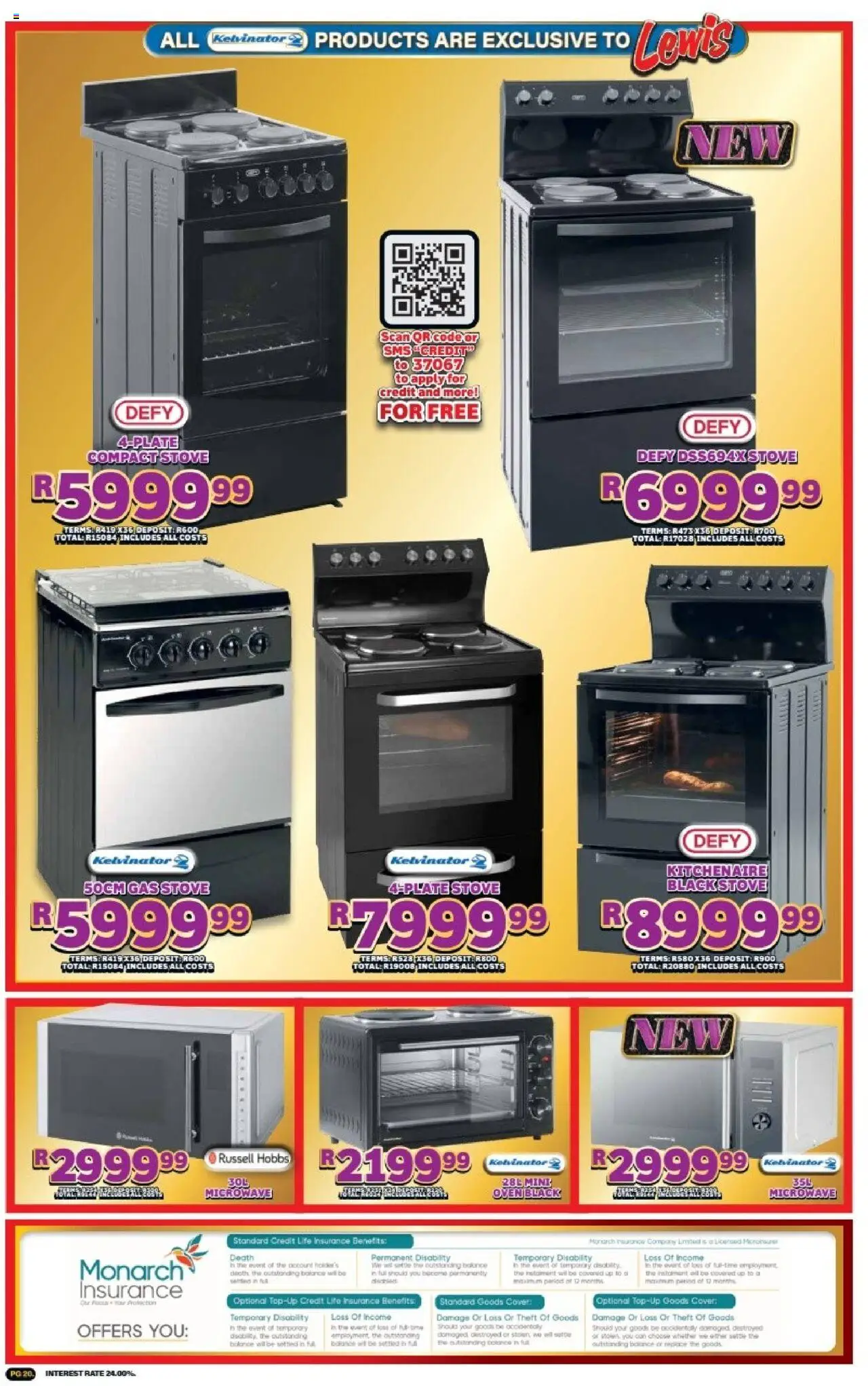 New Lewis Stores catalogue – valid from 01.10.2025 | Page: 20 | Products: Cover, Stove, Microwave, Gas stove