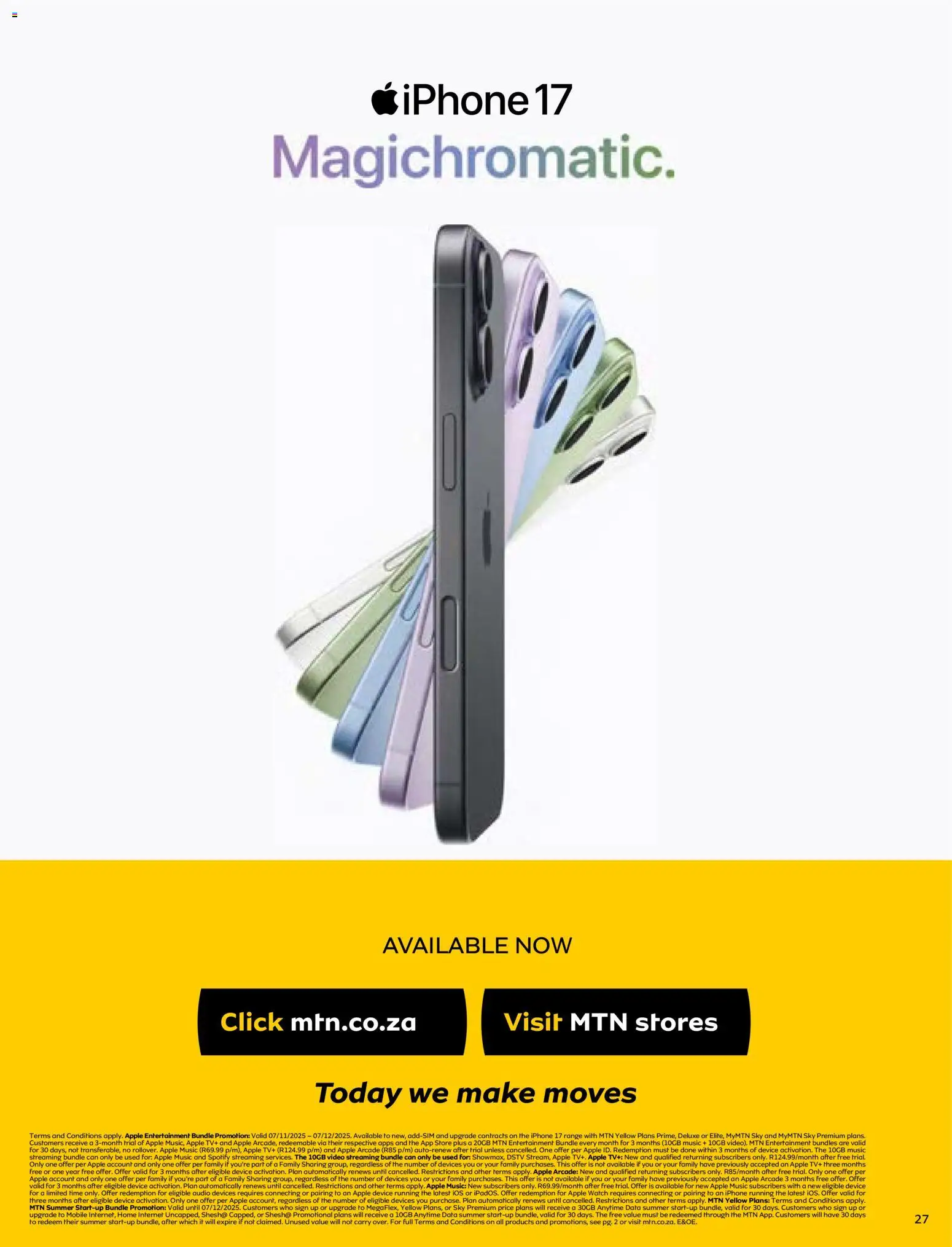 New MTN catalogue – valid from 07.11.2025 | Page: 27 | Products: Data, Streaming bundle, Watch, Audio