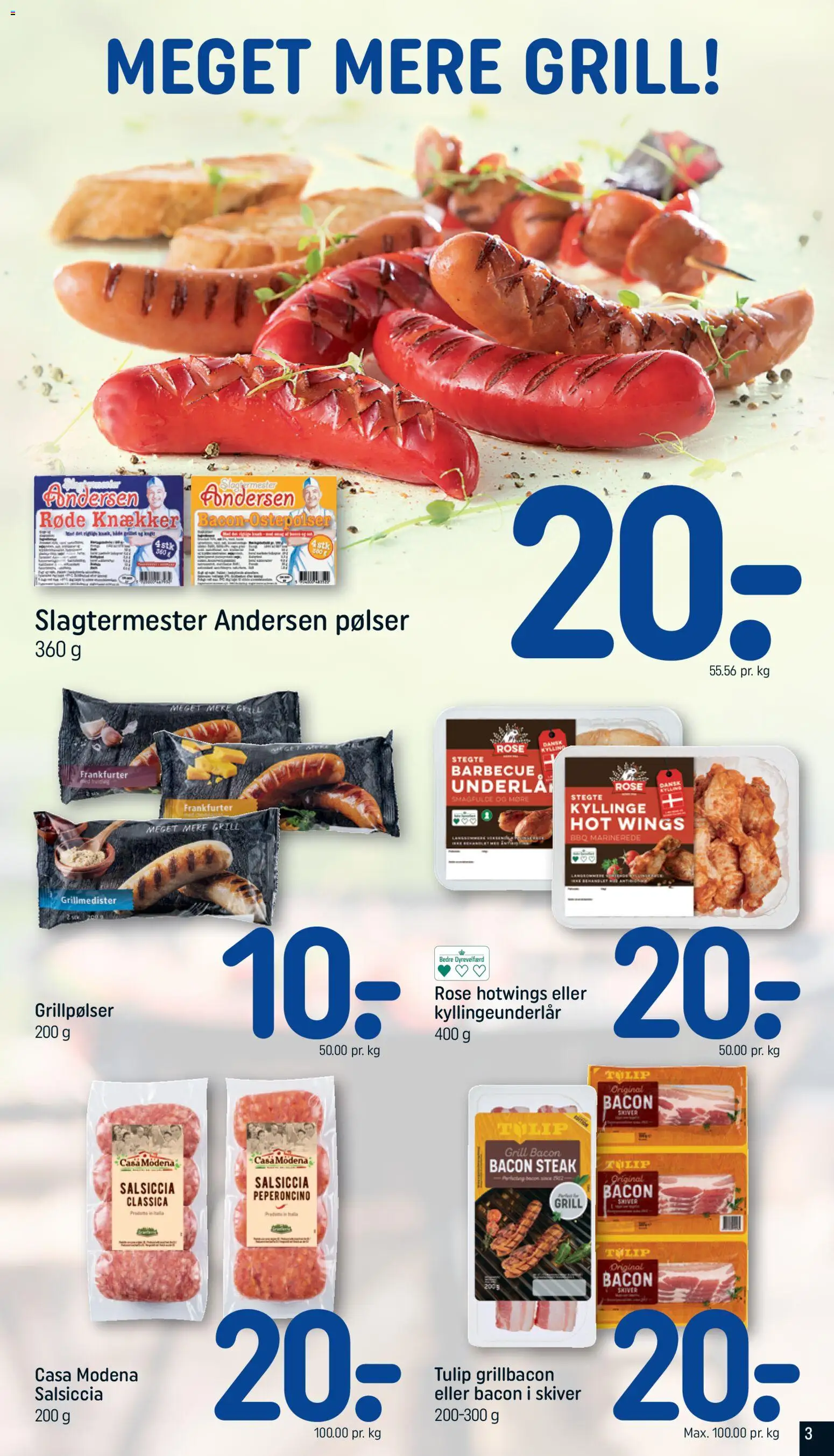 Rema 1000 tilbudsavis – gyldig fra 26.04.2026 | Side: 3 | Produkter: Pølser, Aparelho de barbear, Bacon, Grill