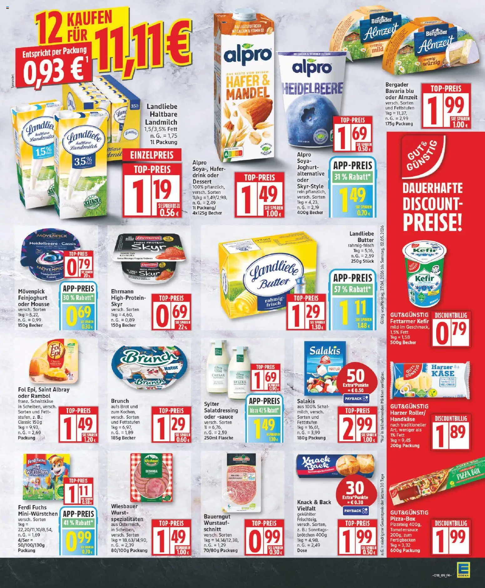 Elli Markt Prospekt – gültig ab 27.04.2026 | Seite: 9 | Produkte: Butter, Joghurt, Skyr, Pizza