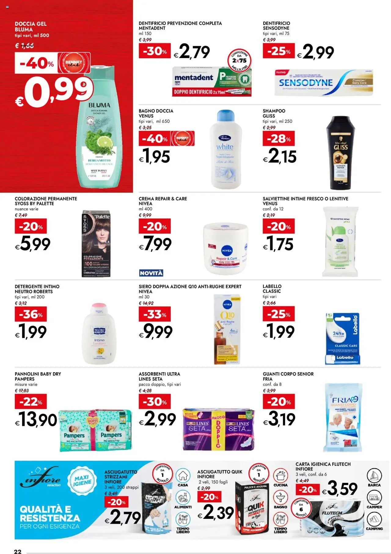 Volantino bennet del 31.07.2025 | Pagina: 22 | Prodotti: Dentifricio, Detergente, Intimo, Pampers