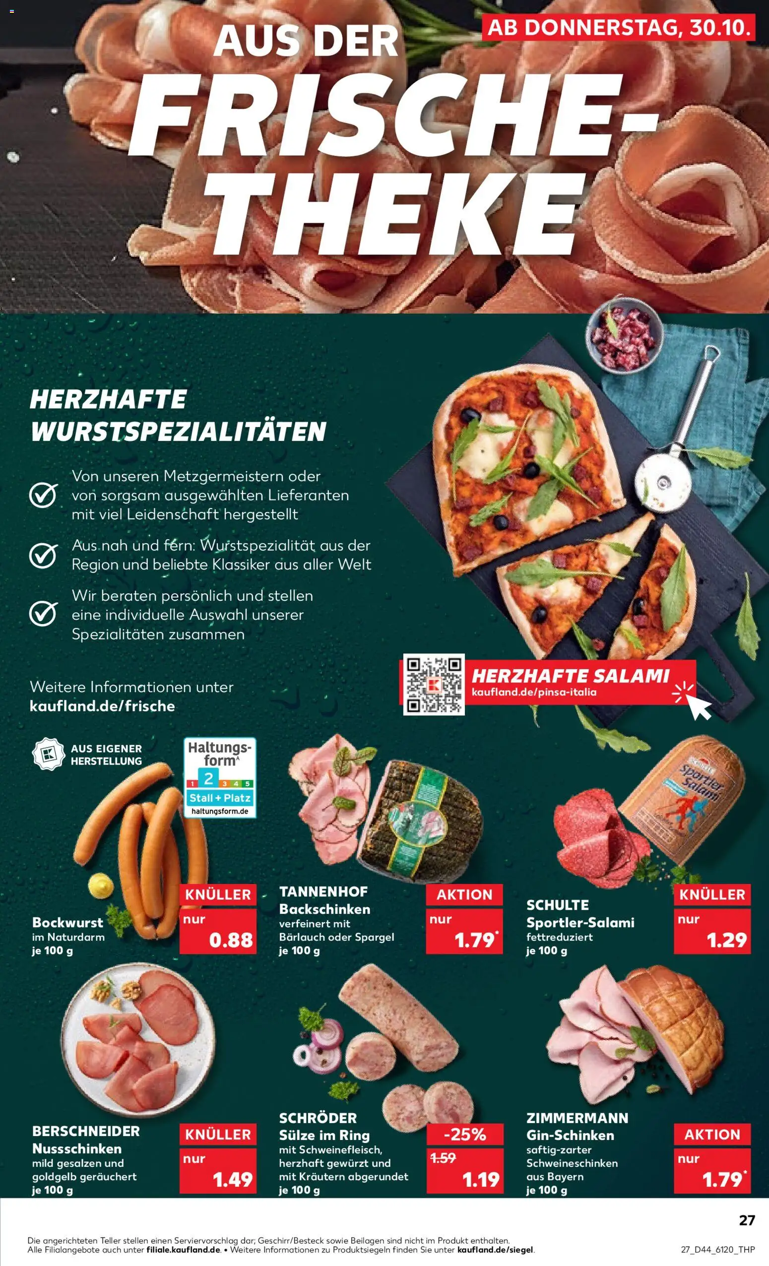 Kaufland prospekt Bremen	 – gültig ab 30.10.2025 | Seite: 27 | Produkte: Bockwurst, Theke, Spargel, Salami
