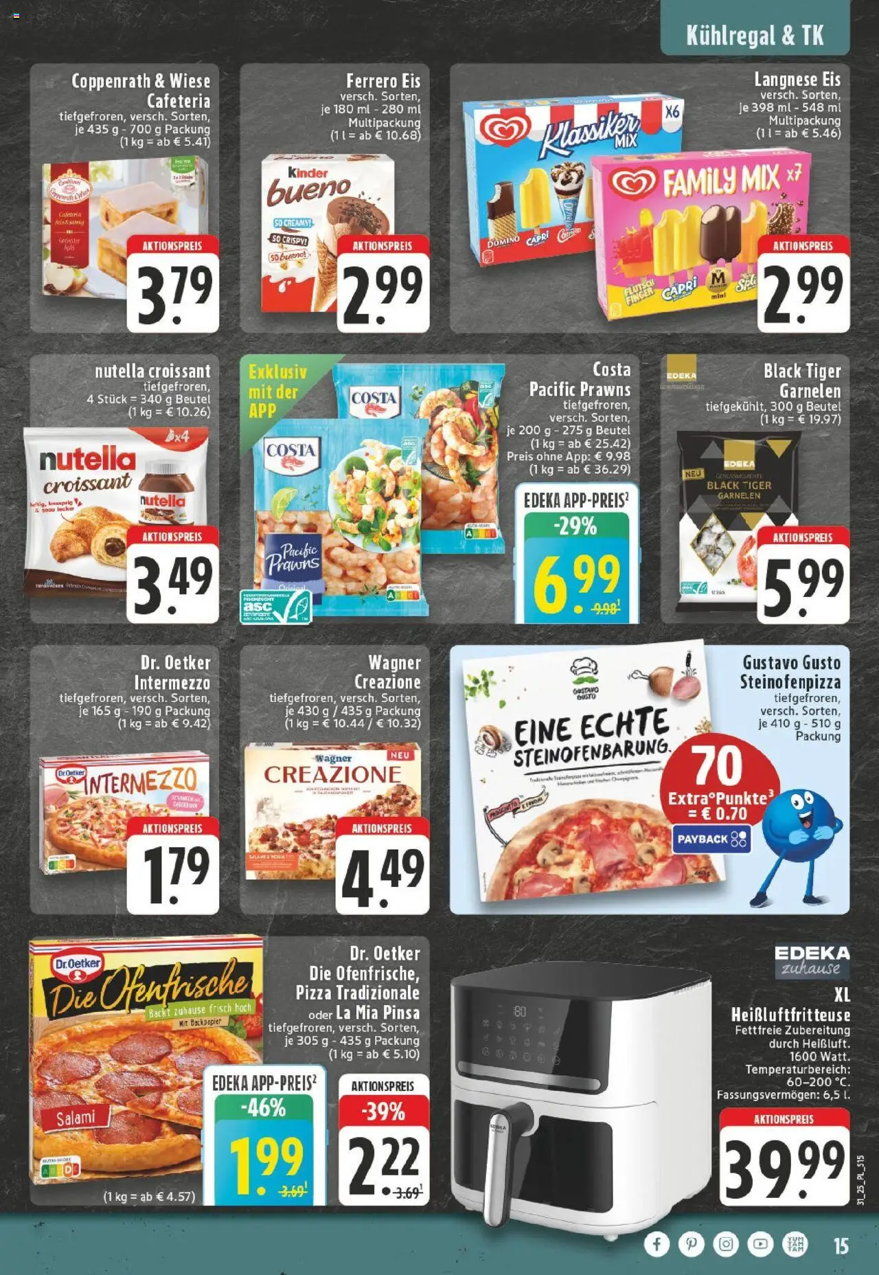 Edeka prospekt Düsseldorf	 - gültig ab dem 27.07.2025 | Seite: 15 | Produkte: Gustavo gusto, Salami, Heißluftfritteuse, Eis