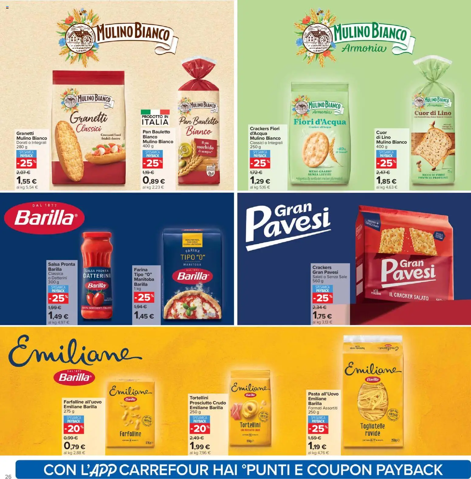 Volantino Carrefour del 15.01.2026 | Pagina: 26 | Prodotti: Tagliatelle, Salsa, Sale, Farina