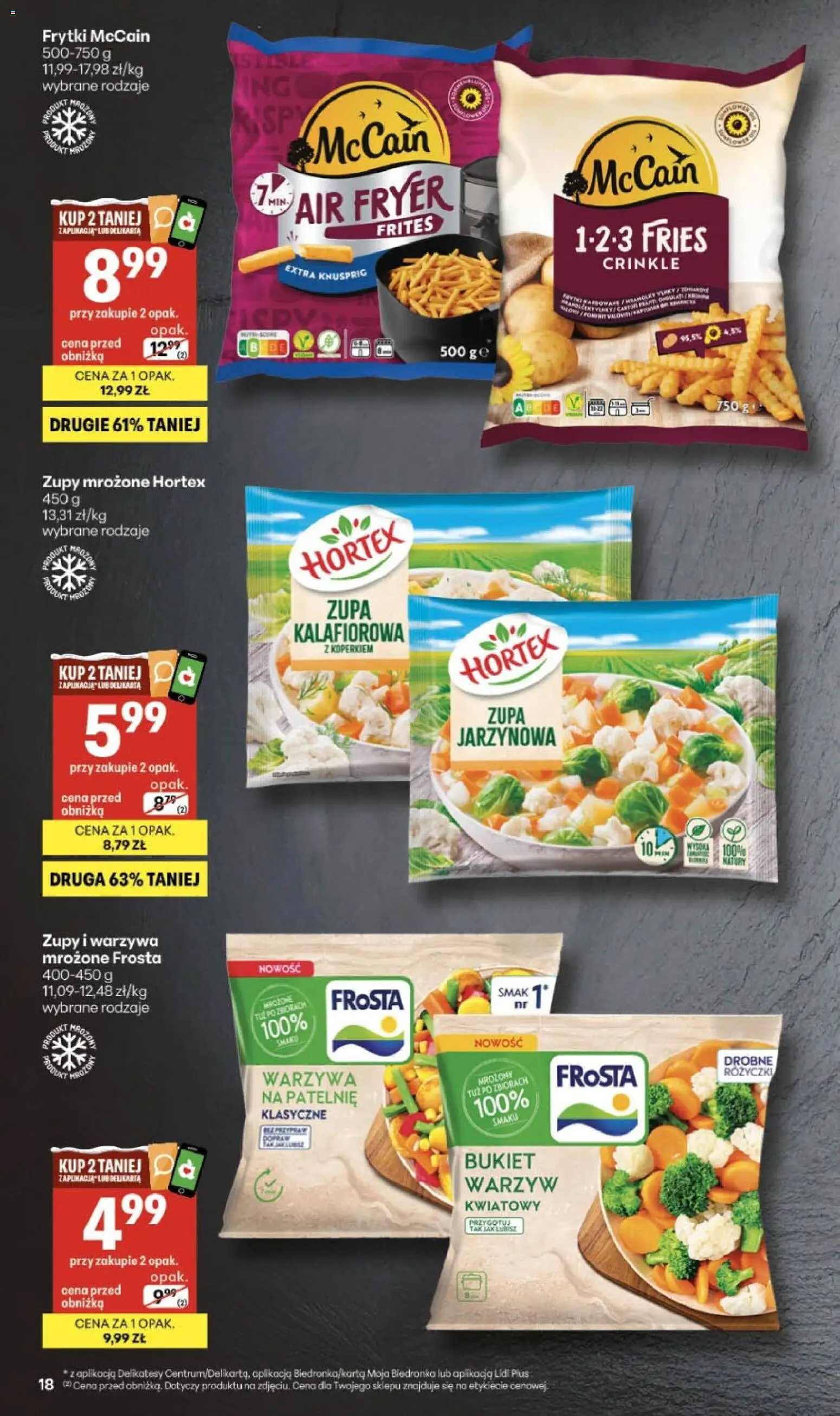 Delikatesy Centrum Gazetka od 29.01.2026 | Strona: 18 | Produkty: Zupa, Frytki, Zupy mrożone, Warzywa