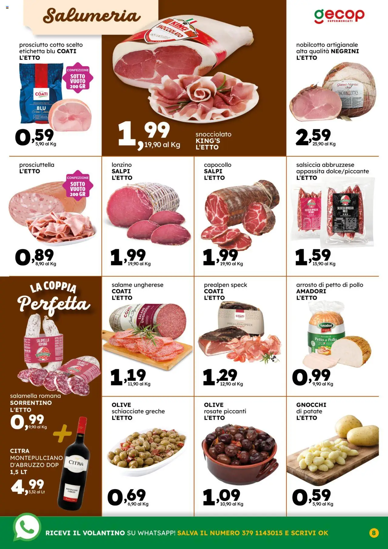 Volantino GECOP del 25.08.2025 | Pagina: 8 | Prodotti: Salamella, Pollo, Patate, Prosciutto