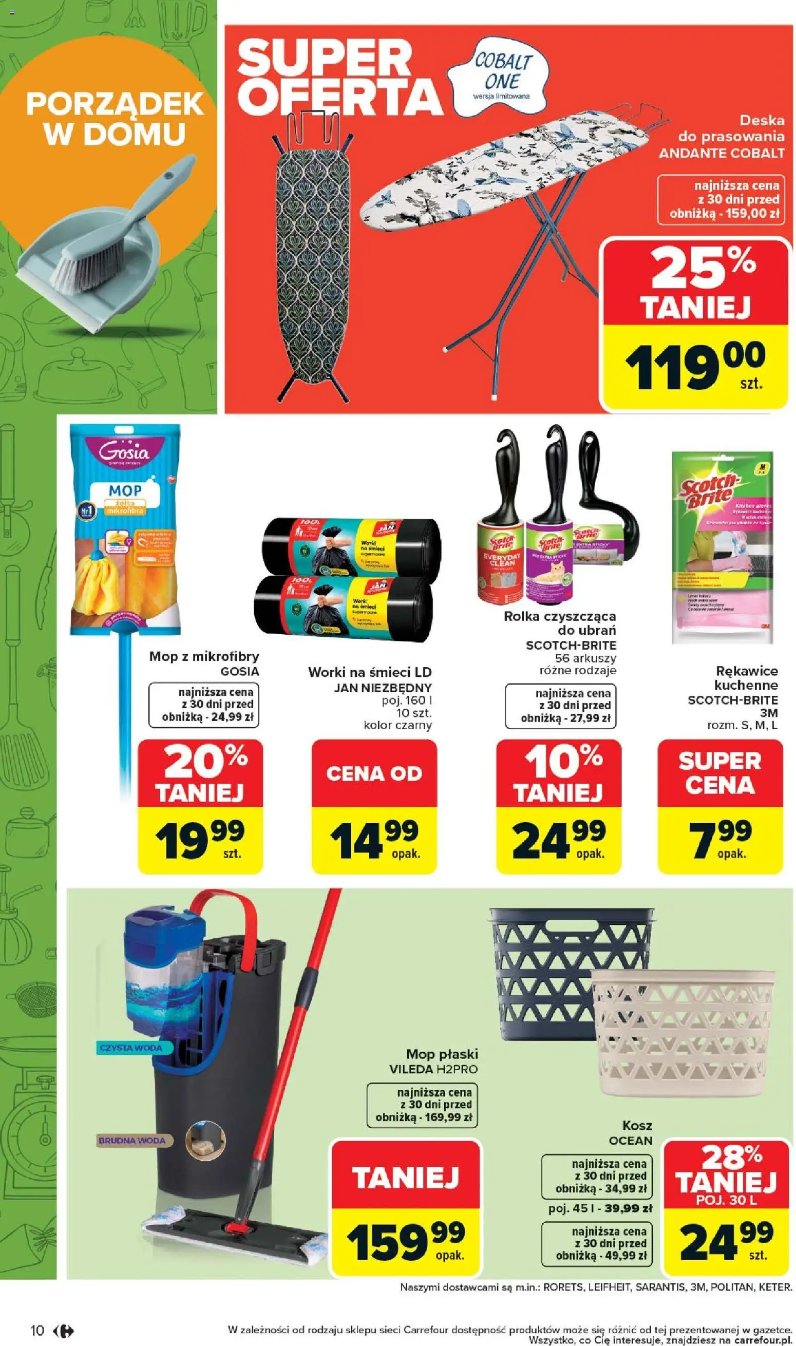 Carrefour gazetka - Łap super okazje od 13.04.2026 | Strona: 10 | Produkty: Kosz, Deska do prasowania, Vileda, Woda