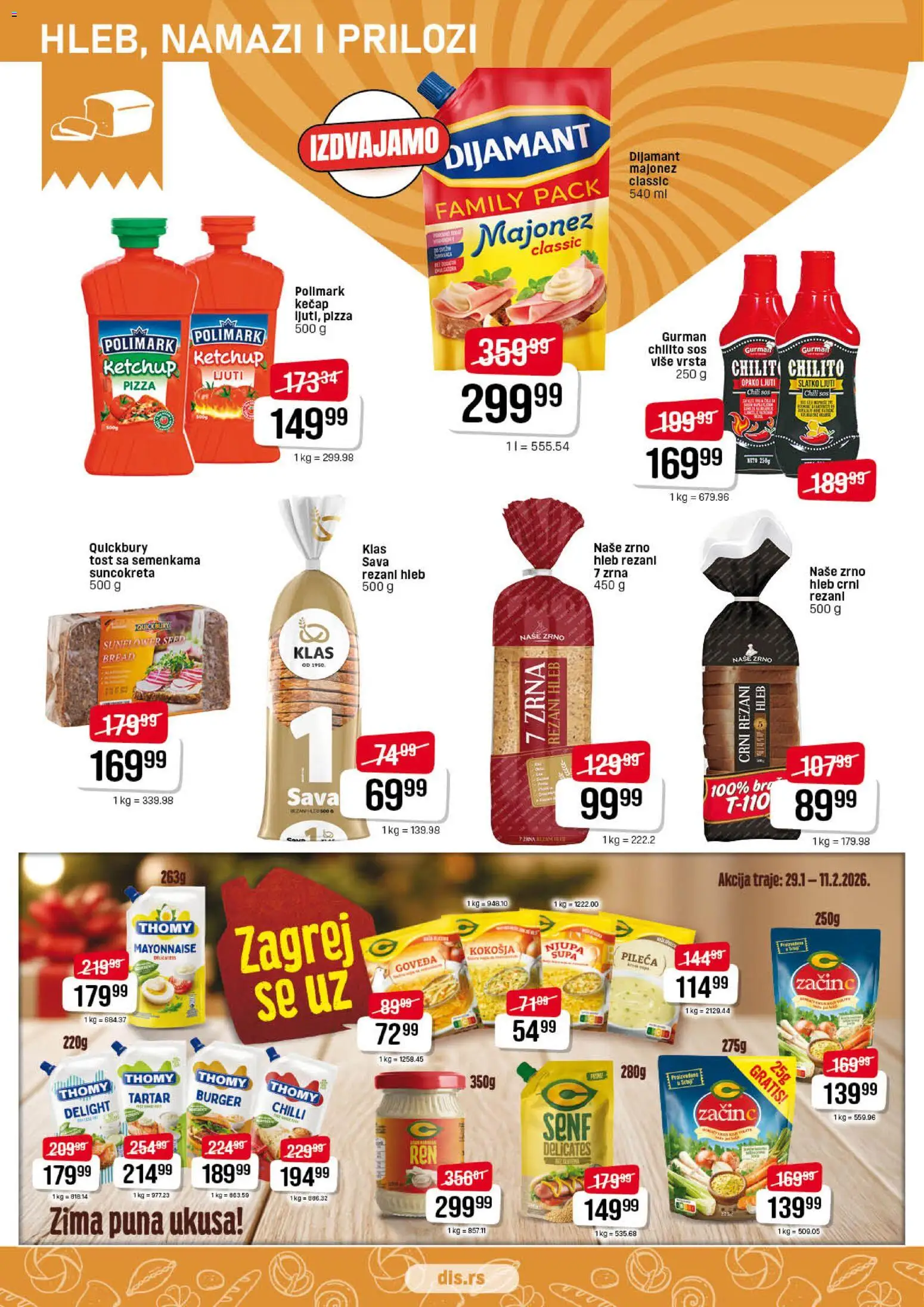 DIS katalog - važi od 29.01.2026 | Strana: 6 | Proizvode: Rezani hleb, Kečap, Burger, Hleb