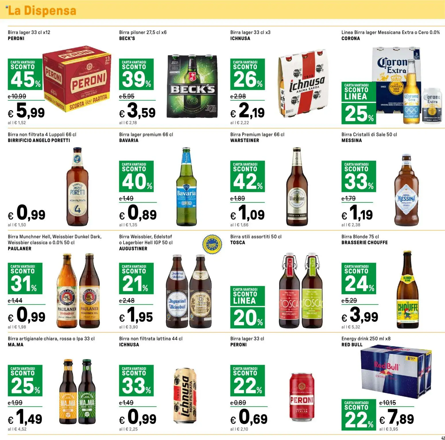 Volantino Iper del 24.11.2025 | Pagina: 41 | Prodotti: Birra, Sale, Red Bull