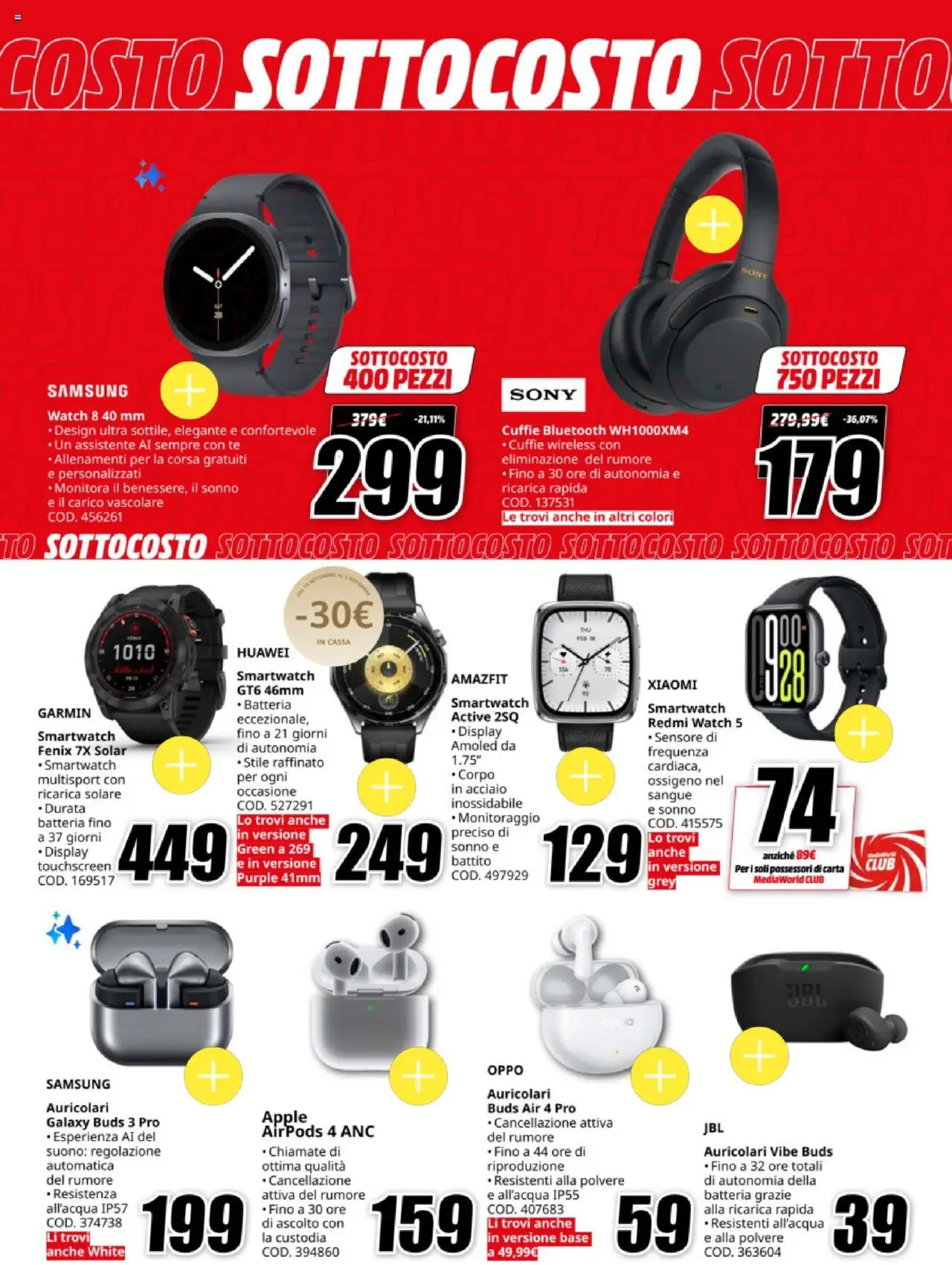 Volantino Media World del 03.10.2025 | Pagina: 7 | Prodotti: Xiaomi, Huawei, Cuffie, Smartwatch