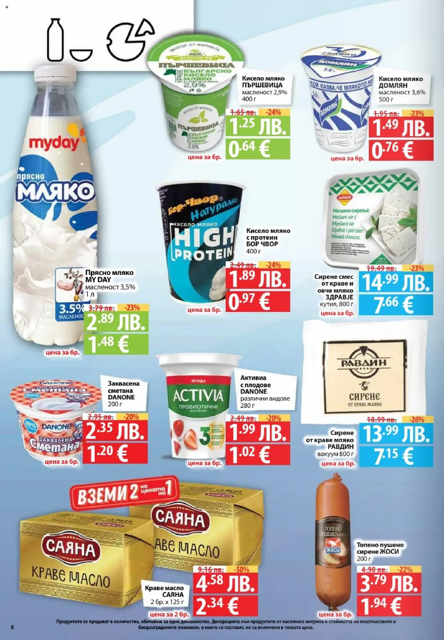 {H1} | Страница: 8 | Продукти: Кисело мляко, Краве, Масло, Мляко