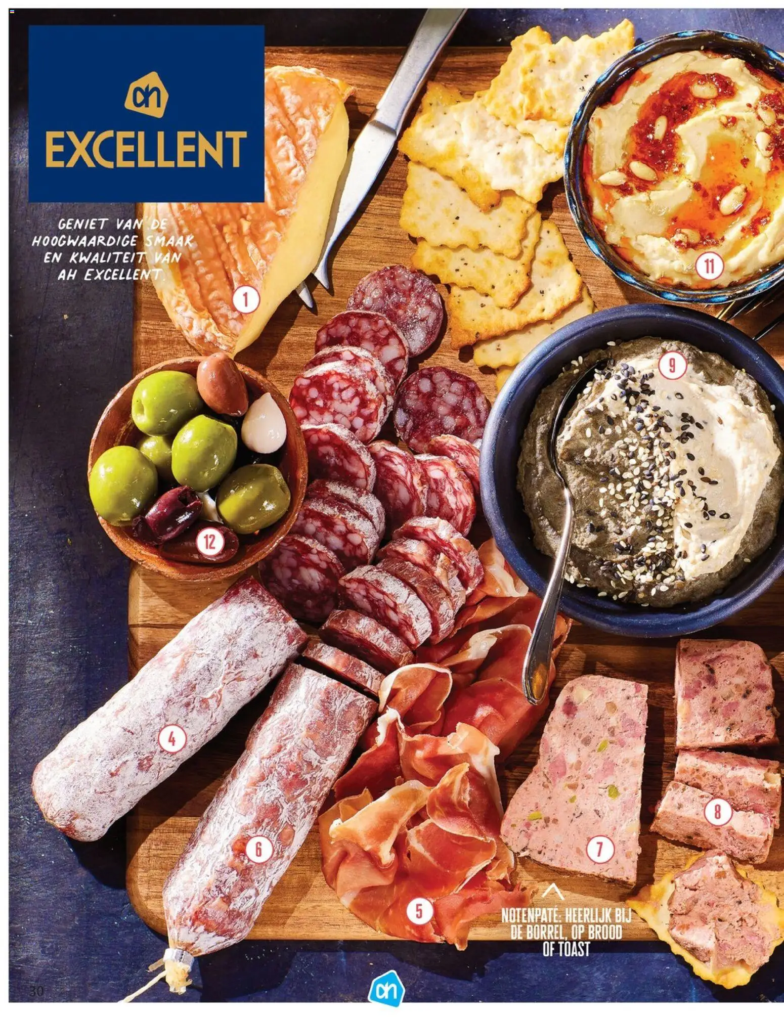 {H1} | Pagina: 30 | Producten: Brood, Salami, Ham, Dip