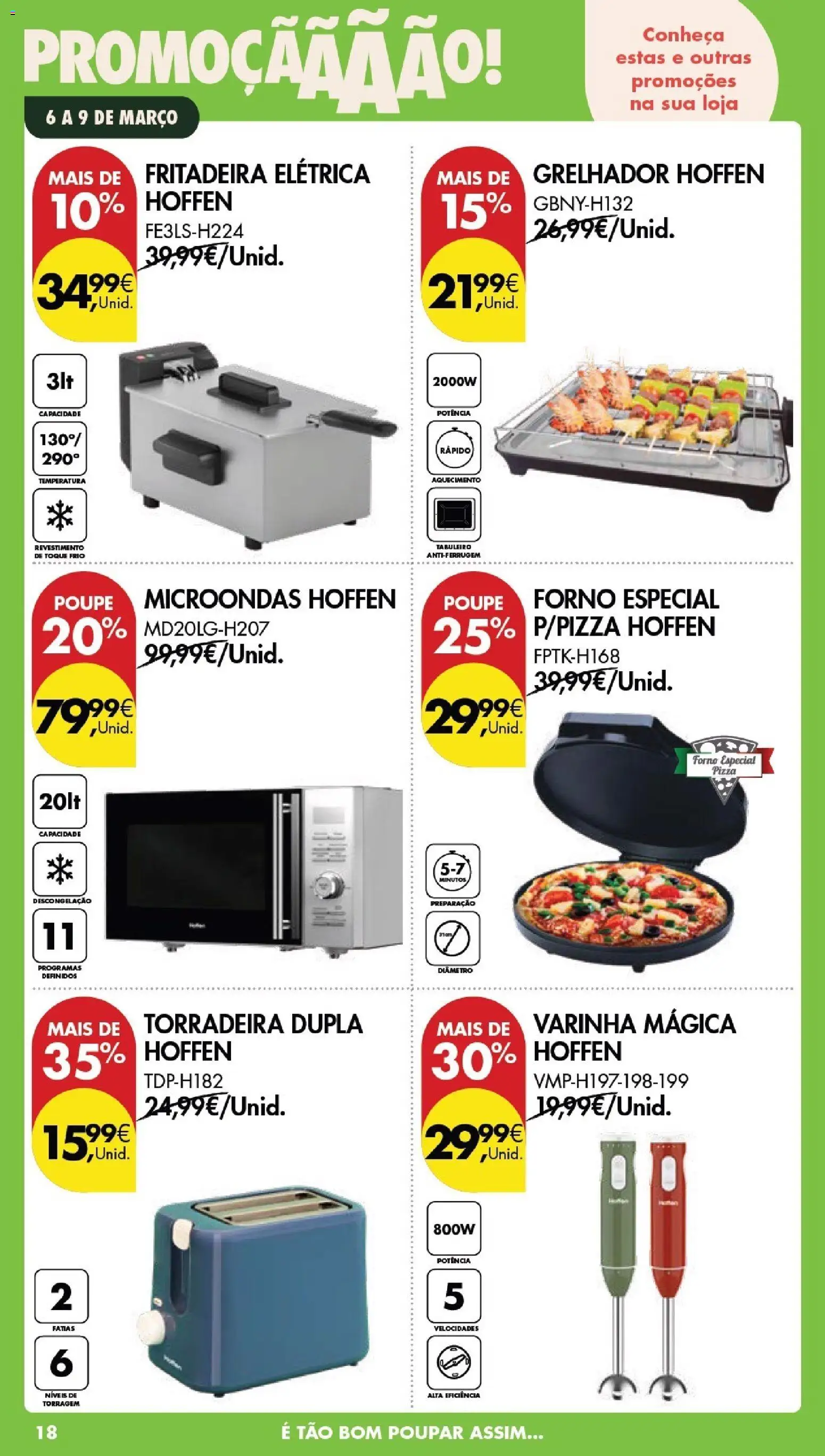 Pingo Doce Poupe este Fim de Semana │ válido de 06.03.2026 | Página: 18 | Produtos: Forno, Fritadeira elétrica, Microondas, Pizza