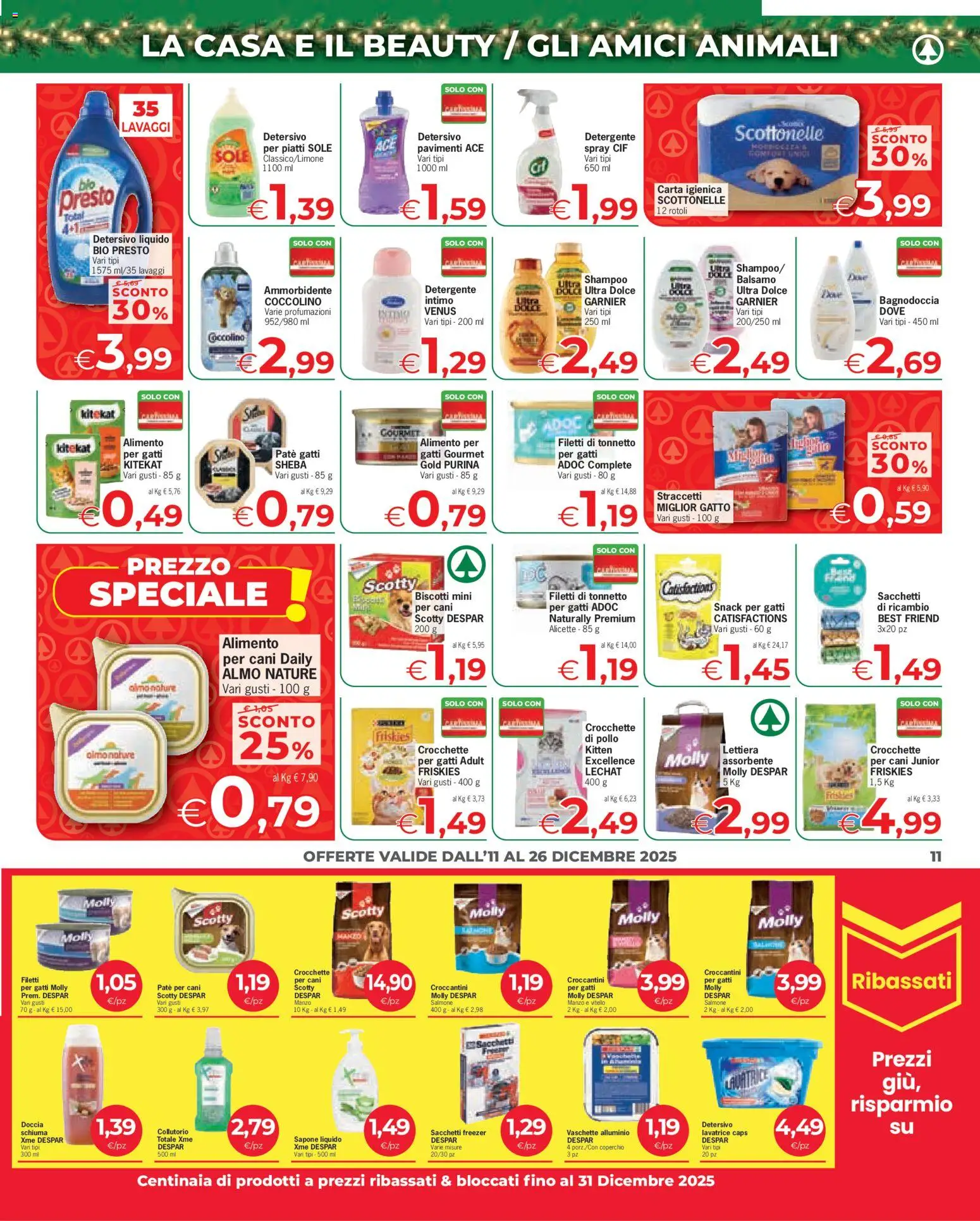 Volantino Despar del 11.12.2025 | Pagina: 11 | Prodotti: Manzo, Crocchette, Freezer, Doccia