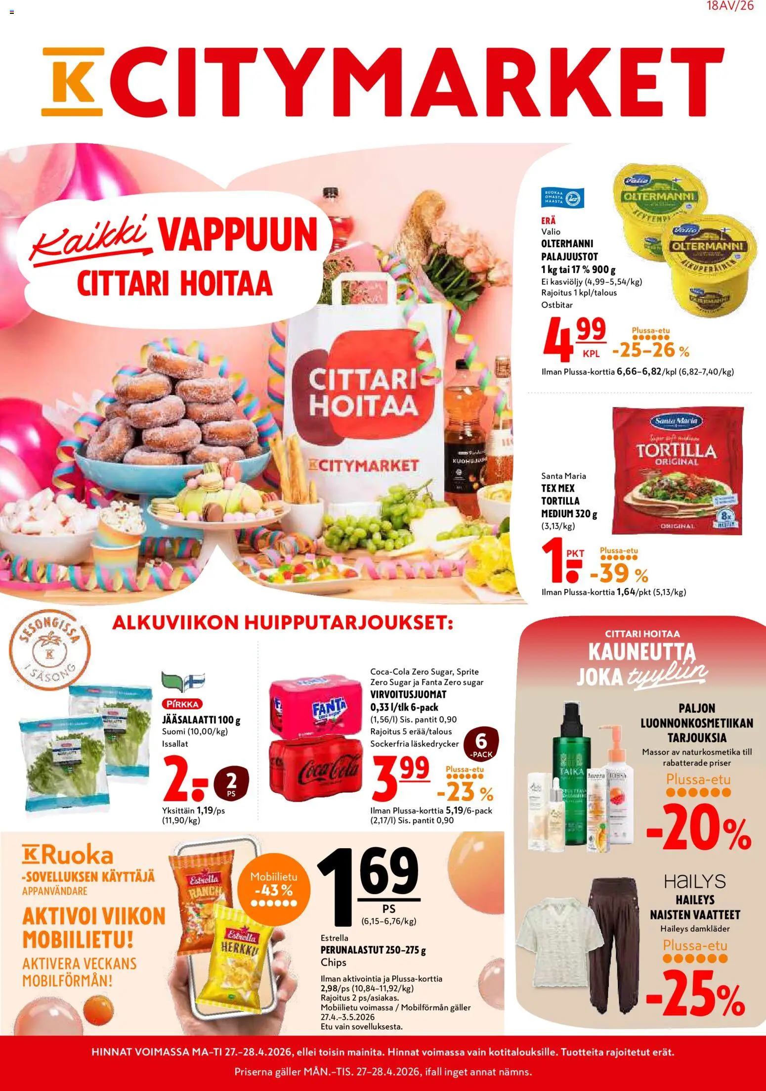 K-Citymarket tarjoukset – voimassa 27.04.2026 alkaen | Sivu: 1
