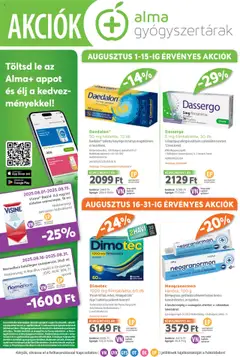 Alma Gyógyszertárak Akciós újság - amely érvényes a következő dátumtól: 01.08.2025