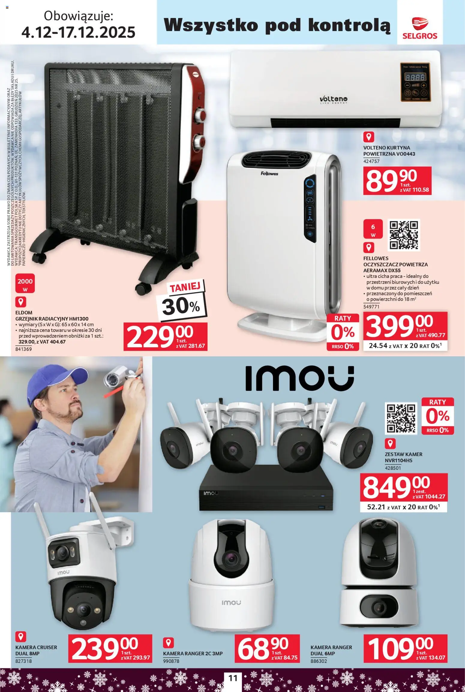 Selgros cash&carry Gazetka - Biuro od 04.12.2025 | Strona: 11 | Produkty: Oczyszczacz powietrza
