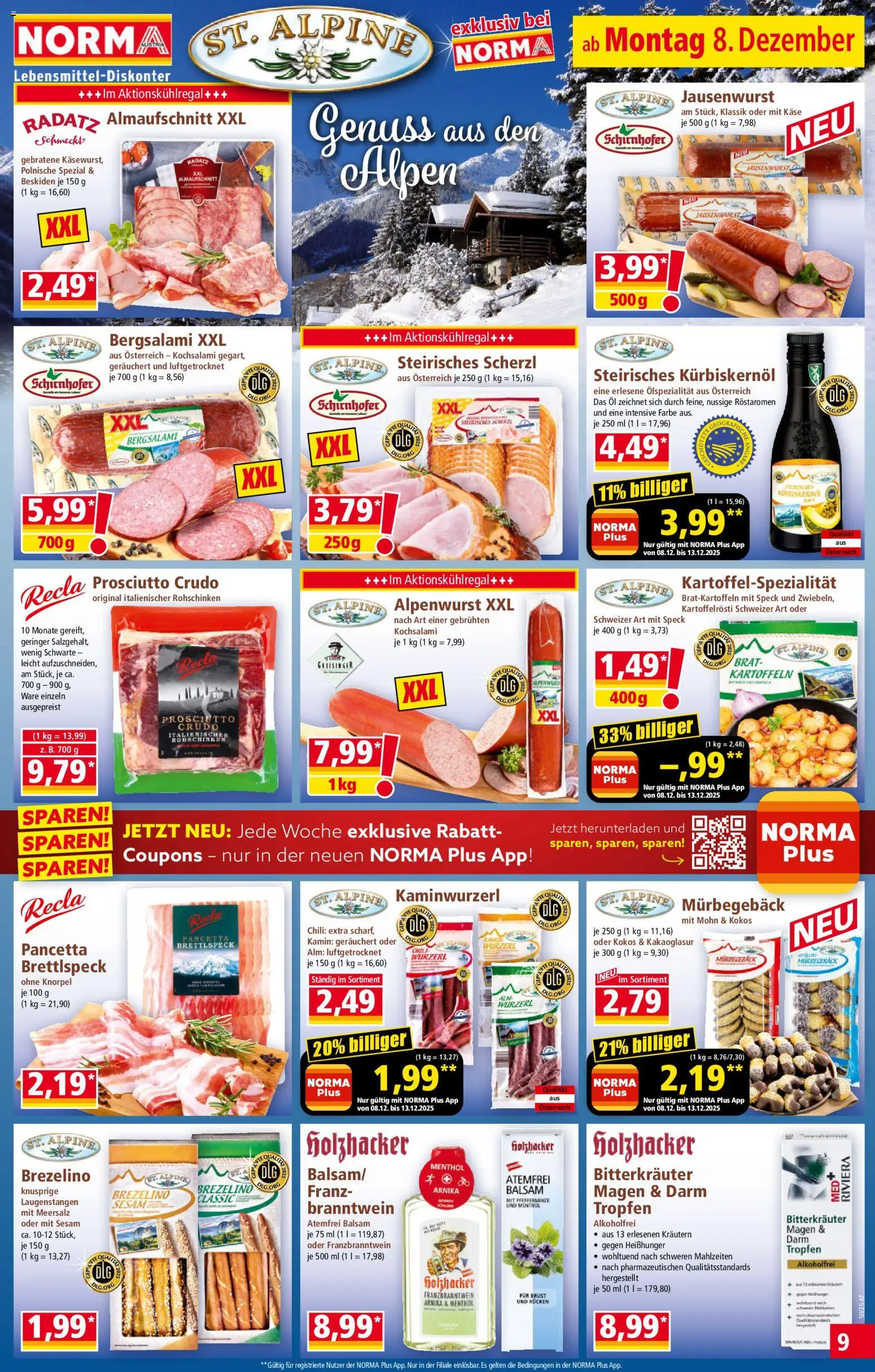 Norma Flugblatt gültig ab 08.12.2025 | Seite: 9 | Produkte: Kartoffeln, Accessoires tir à l’Arc, Käse, Öl