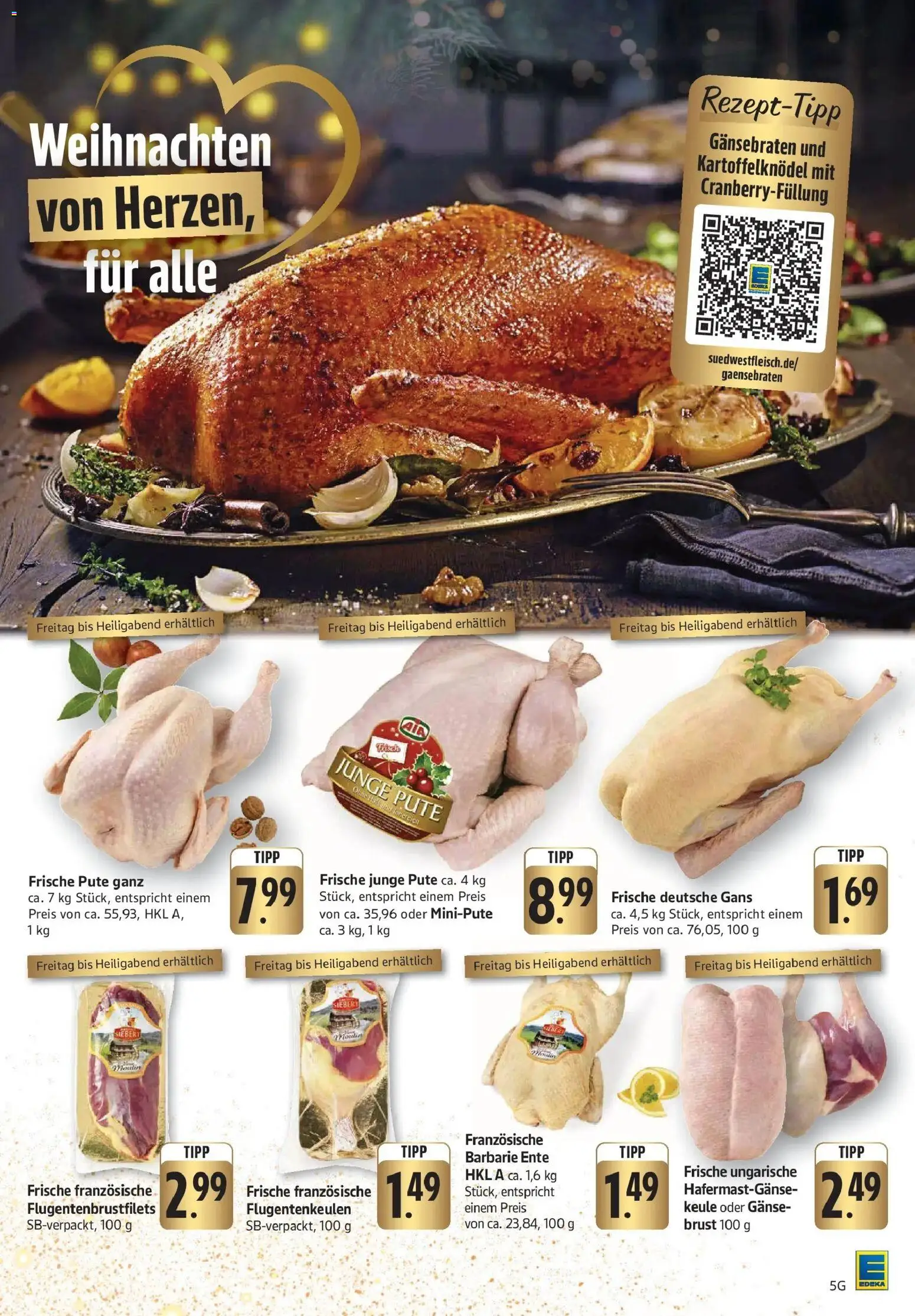 Edeka prospekt Geislingen	 – gültig ab 15.12.2025 | Seite: 5 | Produkte: Pute, Ente