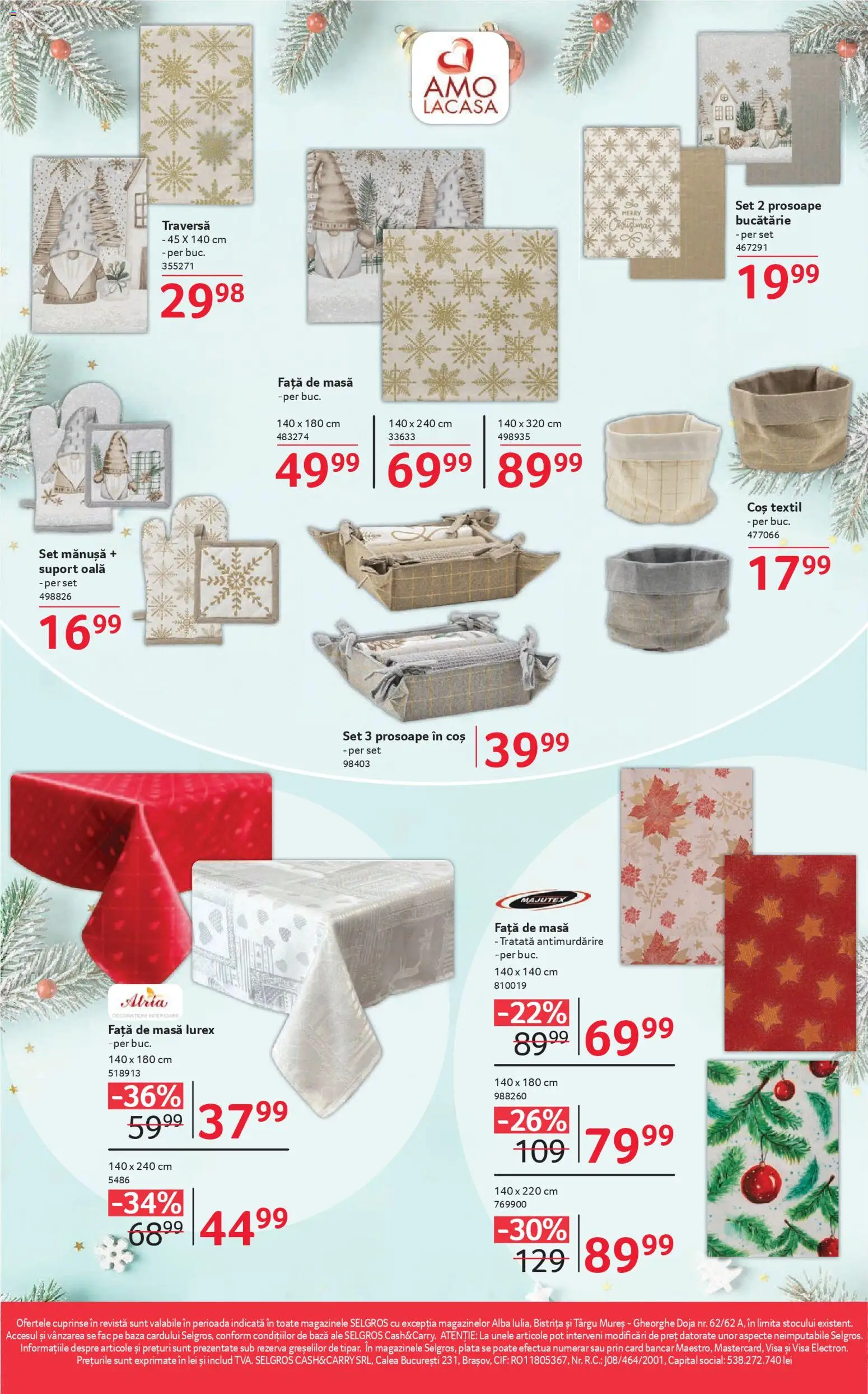 Noul catalog Selgros – valabil de la 06.12.2025 | Pagină: 69 | Produse: Față de masă, Coș, Masă, Bucătărie