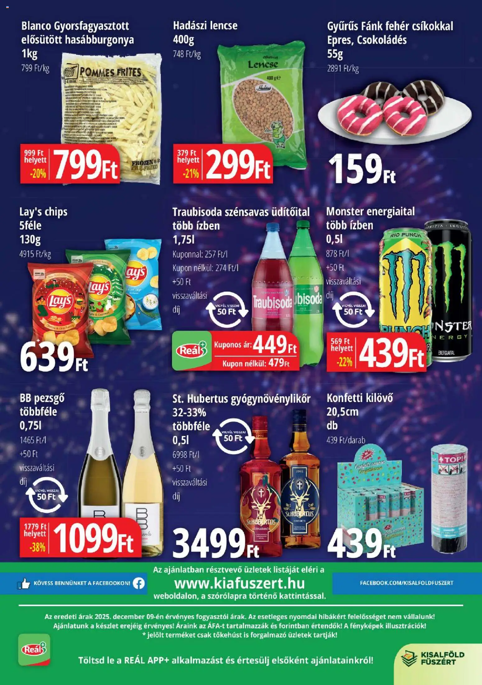 Reál akciós ujság - amely érvényes a következő dátumtól: 18.12.2025 | Oldal: 4 | Termékek: Energiaital, Fánk, Pezsgő, Lencse