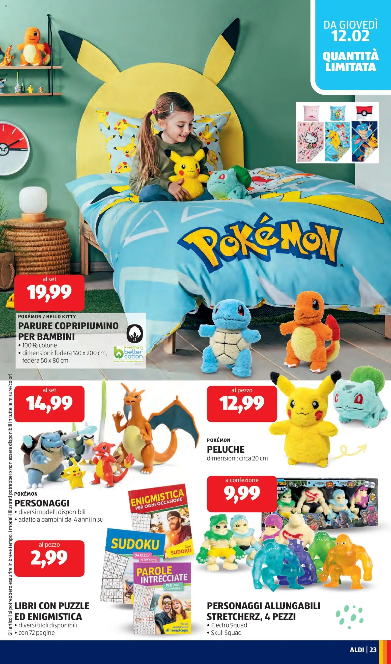 Volantino Aldi del 09.02.2026 | Pagina: 23 | Prodotti: Copripiumino, Peluche, Federa