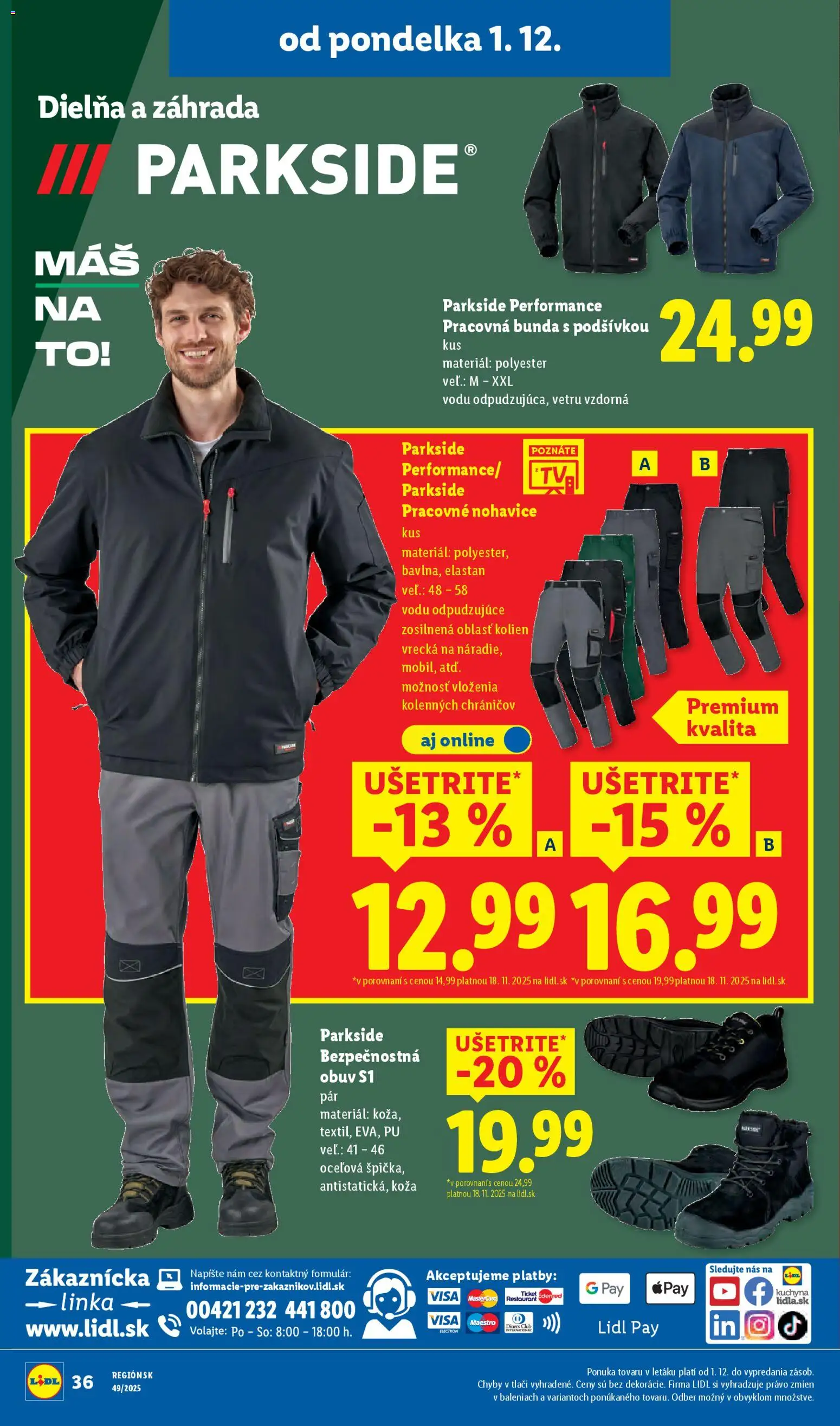 Nové Lidl akcie – leták je platný od 04.12.2025 | Strana: 88 | Produkty: Kuchyňa, Parkside, Bunda