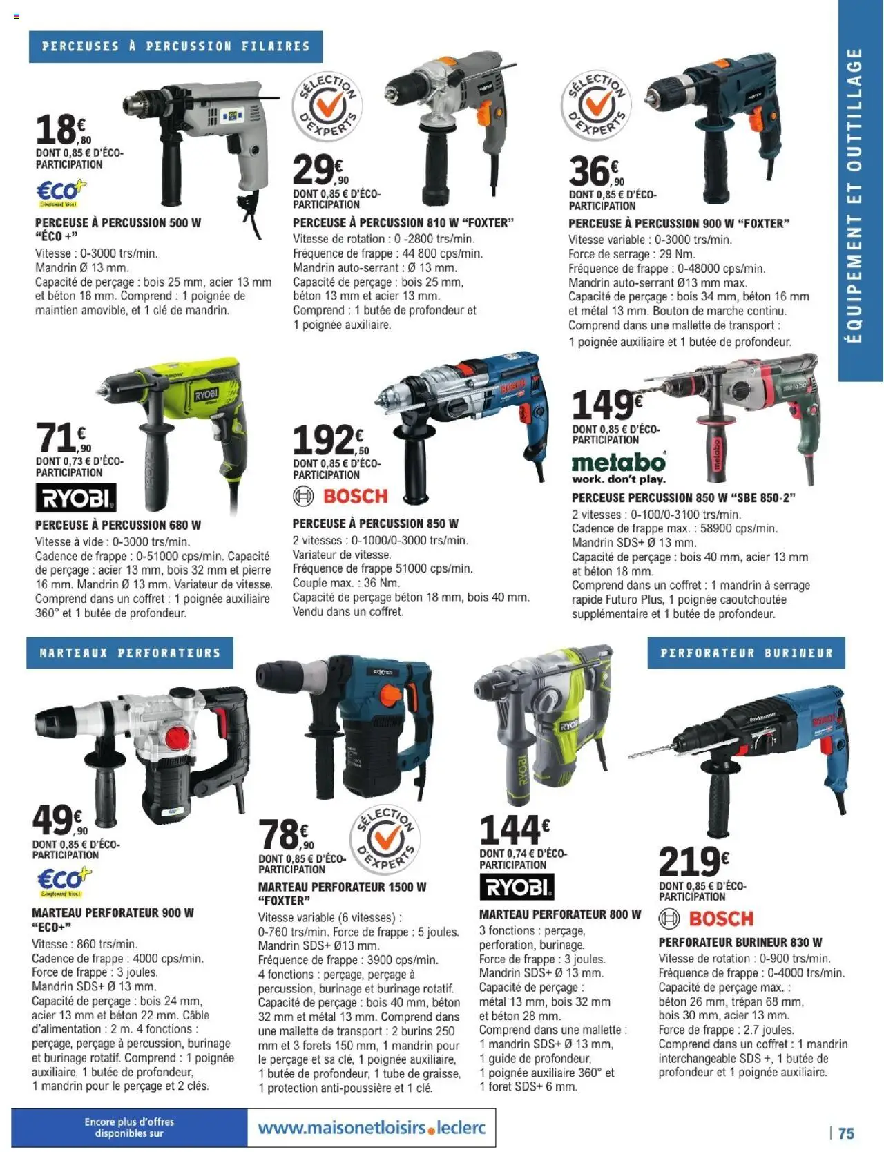  | Page: 75 | Produits: Perceuse, Câble, Clé, Marteau