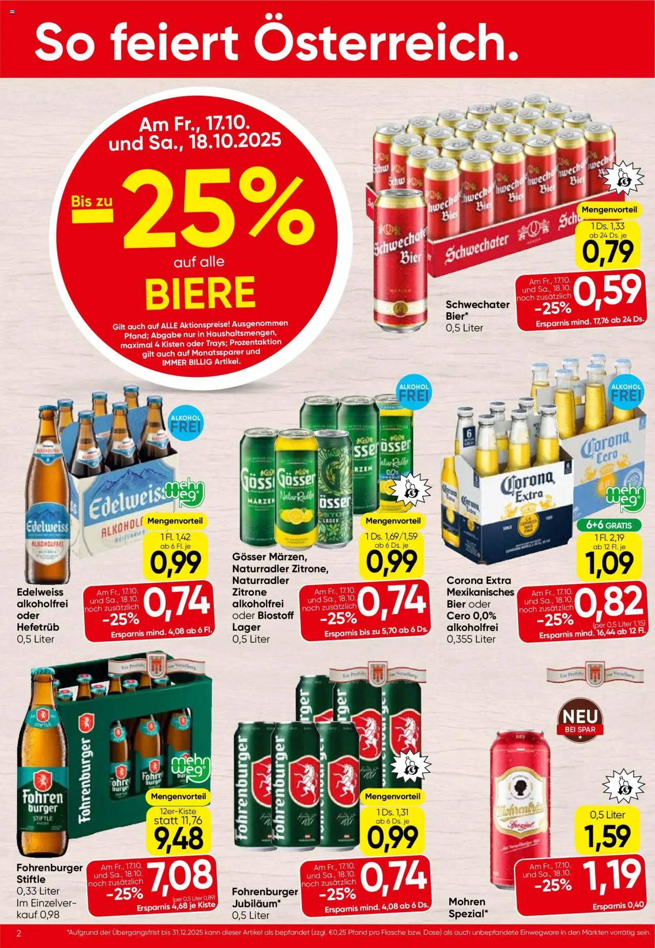 Spar Flugblatt - Vorarlberg gültig ab 16.10.2025 | Seite: 2 | Produkte: Zitrone, Bier