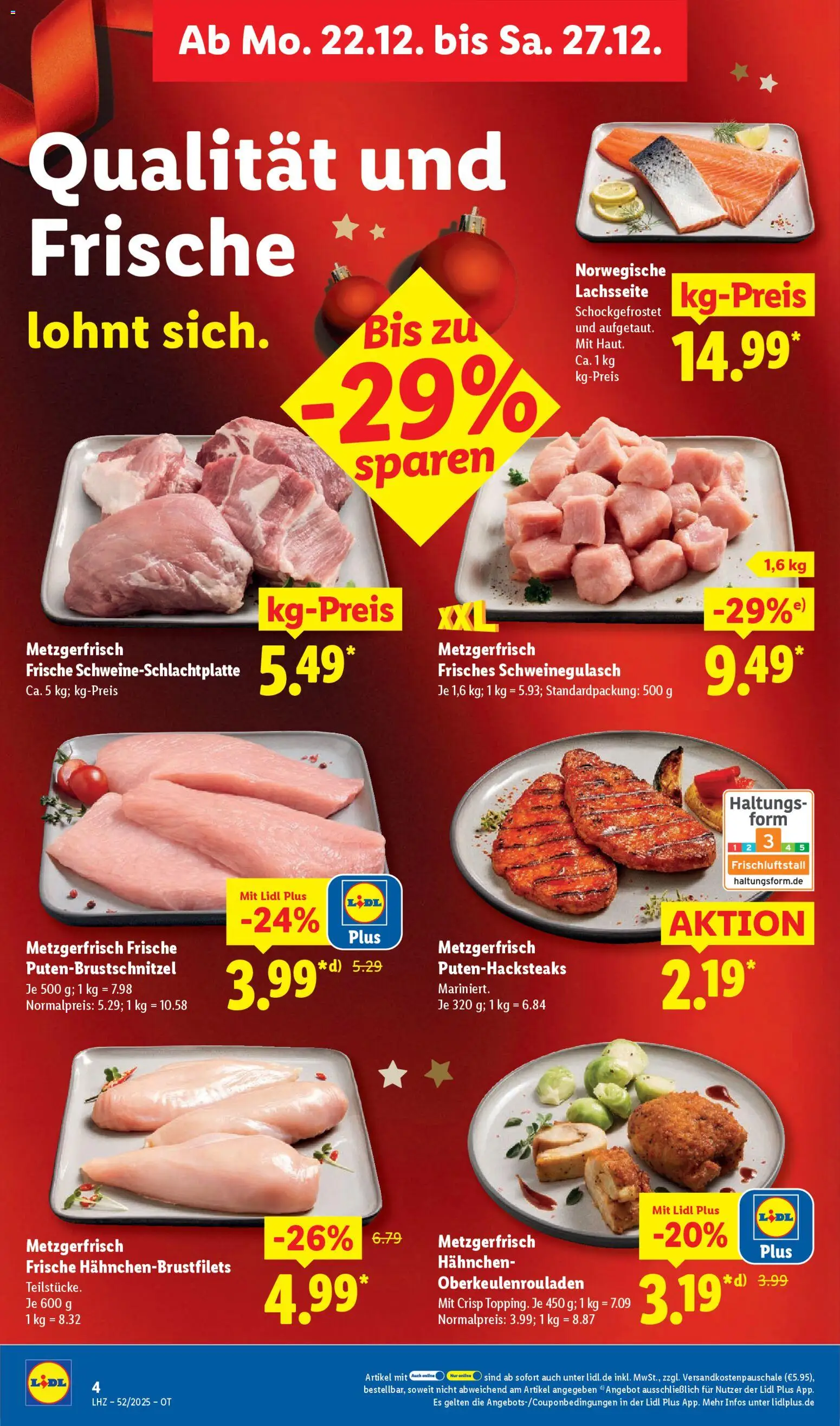 Lidl Prospekt Grimma – gültig ab 22.12.2025 | Seite: 10 | Produkte: Schweinegulasch, Hahnchen