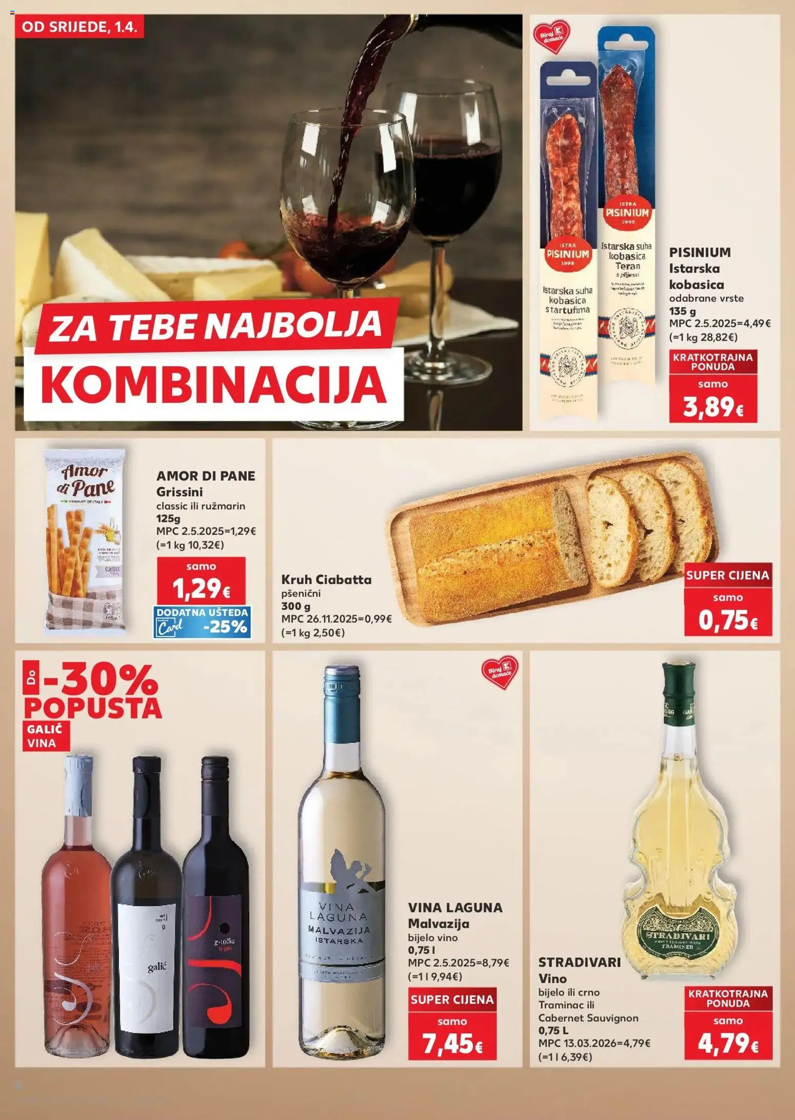 Kaufland katalog | vrijedi od 01.04.2026 | Stranica: 8 | Proizvodi: Bijelo vino, Kruh, Vino, Kobasica