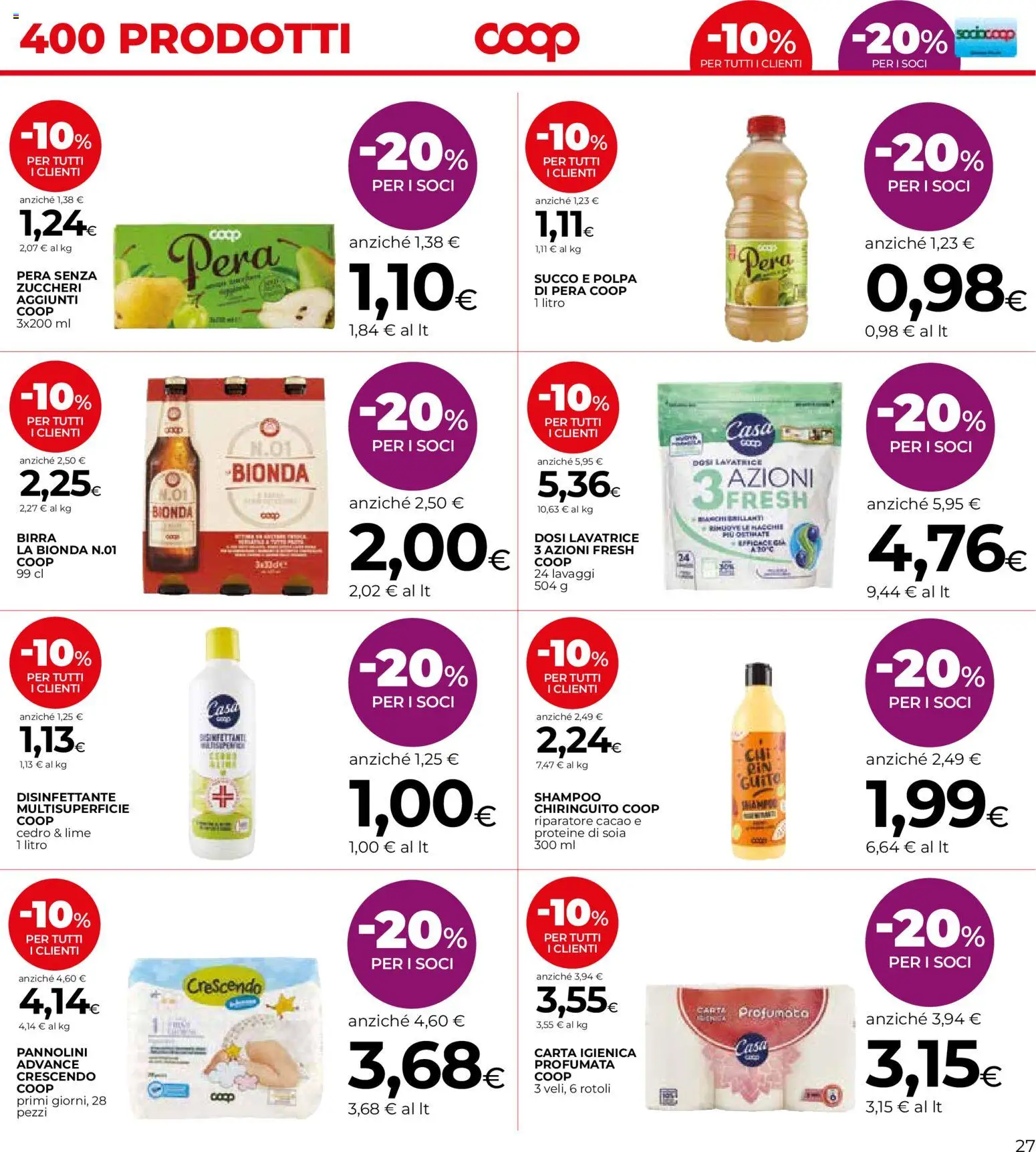 Volantino COOP del 15.01.2026 | Pagina: 27 | Prodotti: Shampoo, Succo, Lavatrice, Cacao