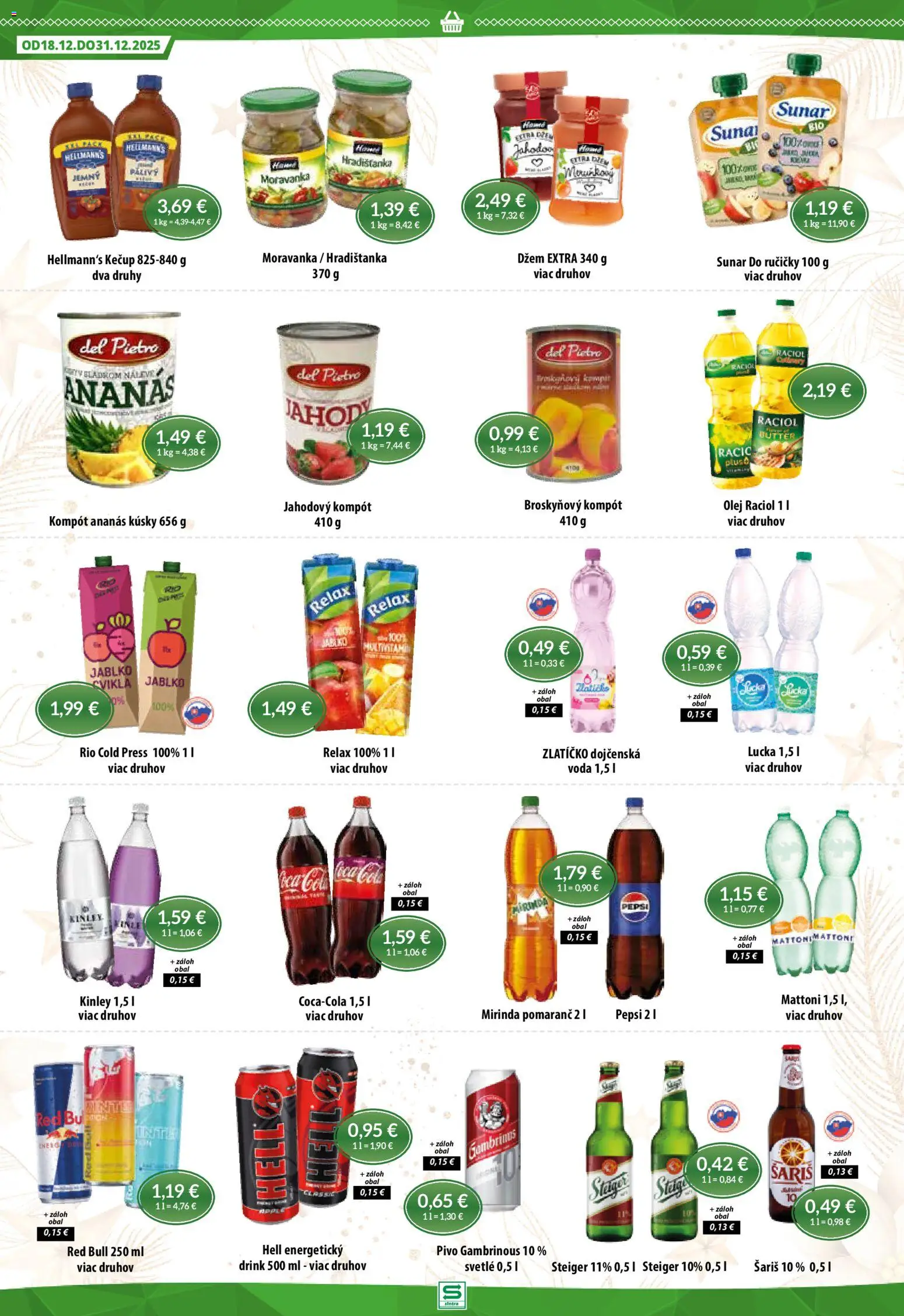 Nové Sintra akcie – leták je platný od 18.12.2025 | Strana: 8 | Produkty: Olej, Broskyňový kompót, Sunar, Lucka