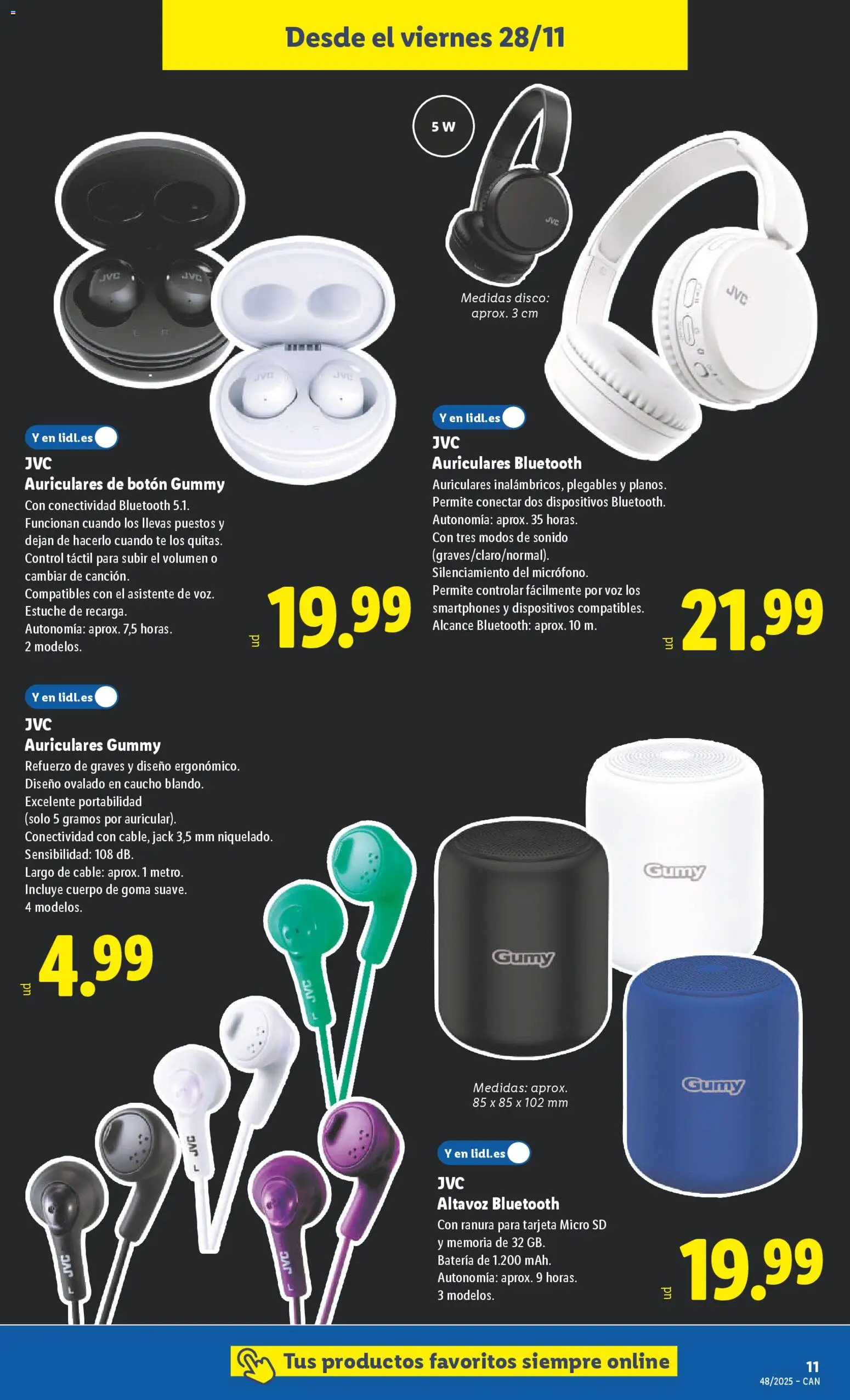 Lidl - Black Friday Canarias │ válido desde el 24.11.2025 | Página: 19 | Productos: Té, Disco, Altavoz, Batería