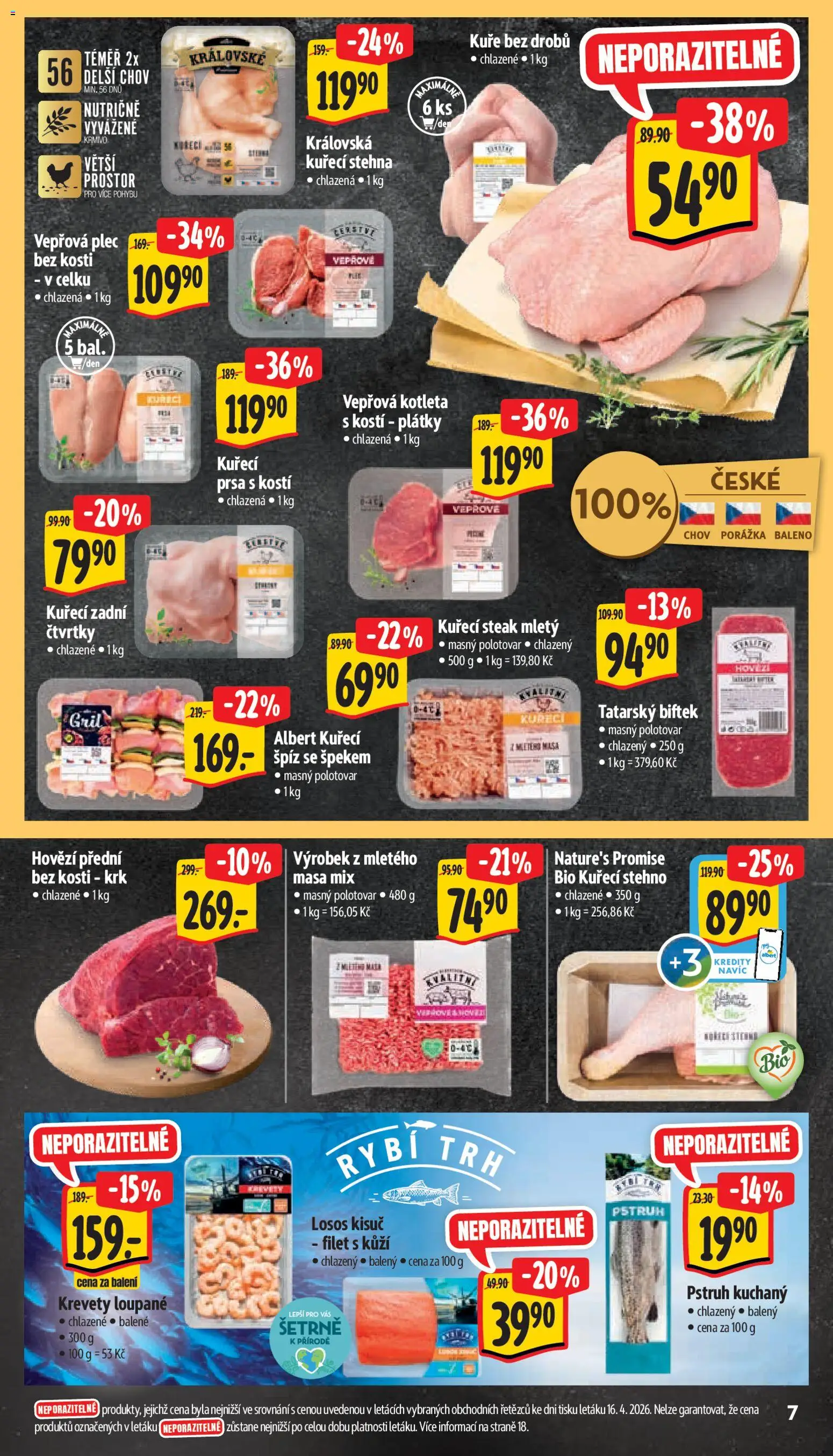Albert leták - Supermarket od 22.04.2026 | Strana: 15 | Produkty: Hovězí, Vepřová kotleta, Filet, Kuřecí stehna