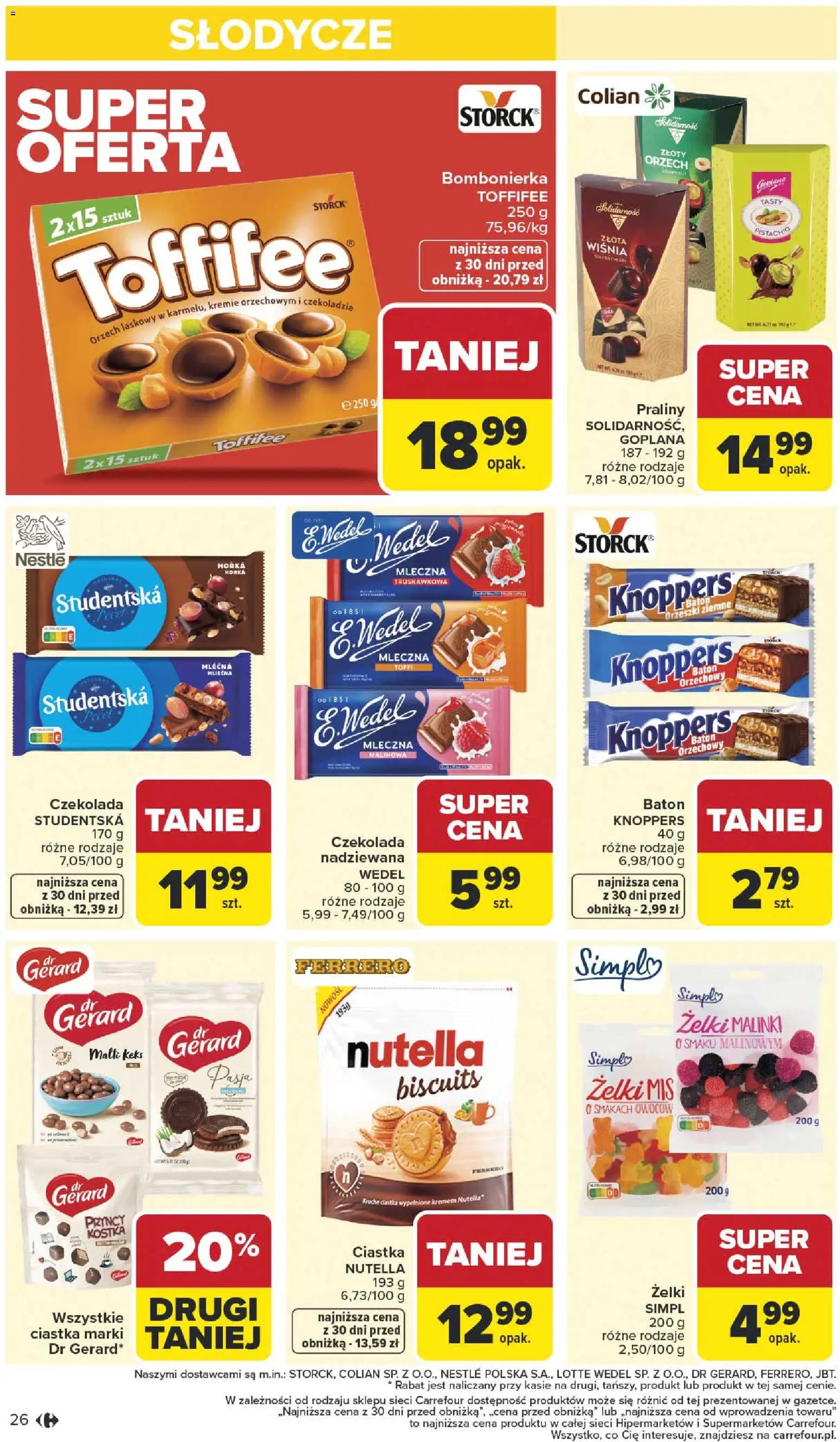 Carrefour Gazetka od 05.01.2026 | Strona: 28 | Produkty: Praliny, Toffifee, Żelki, Ciastka