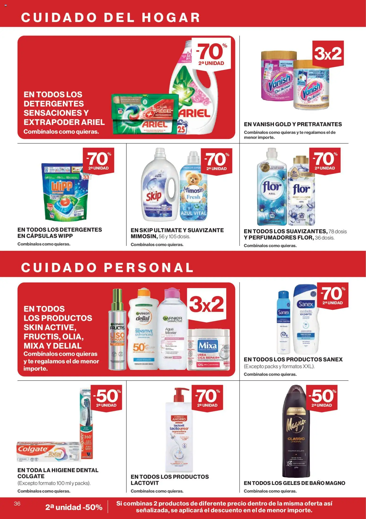 Hipercor catálogo │ válido desde el 25.03.2026 | Página: 36 | Productos: Quitamanchas, Té, Suavizante, Baño
