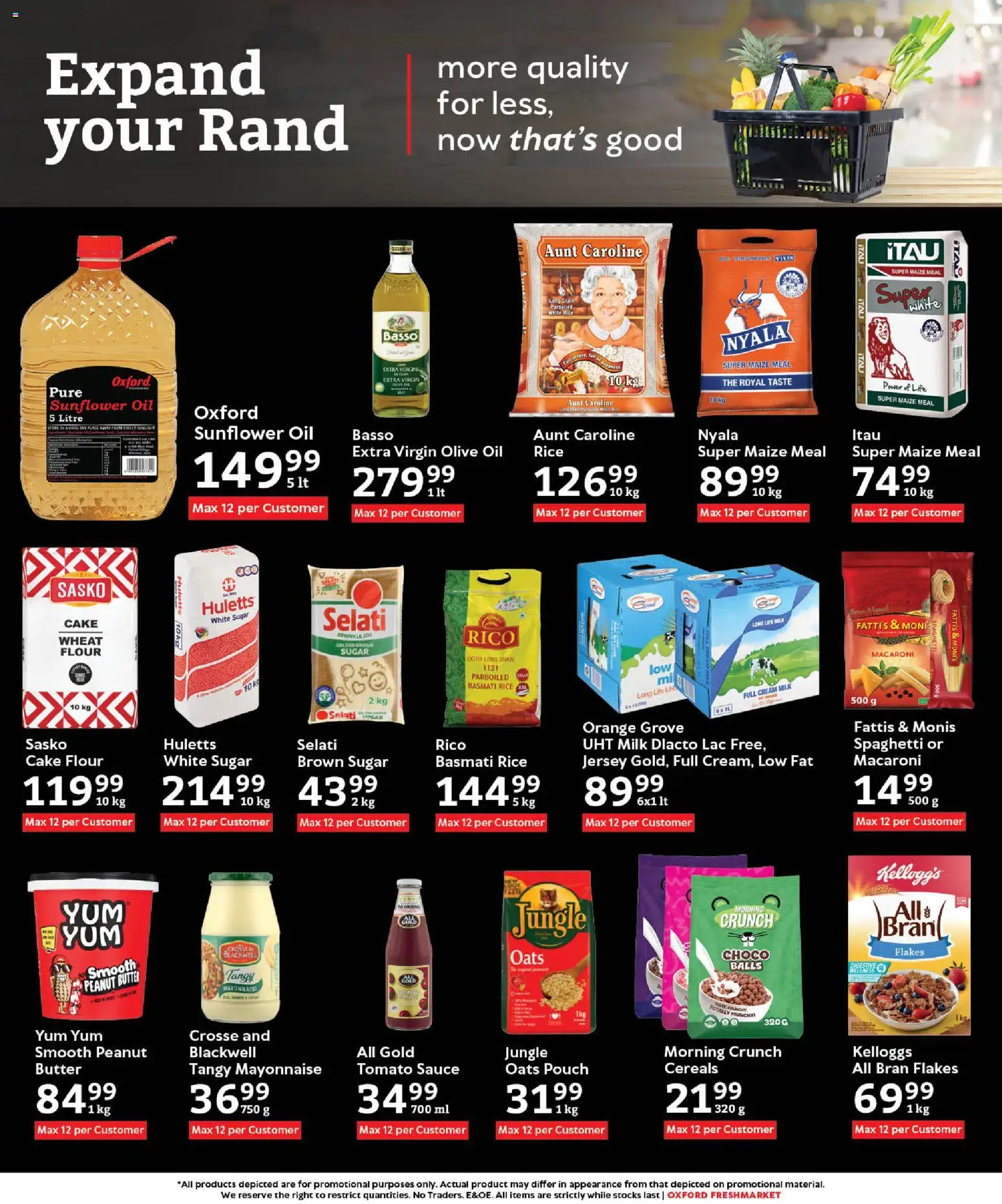 New Oxford Freshmarket catalogue – valid from 25.02.2026 | Page: 8 | Products: Rice, Flakes, Peanut butter, Sugar