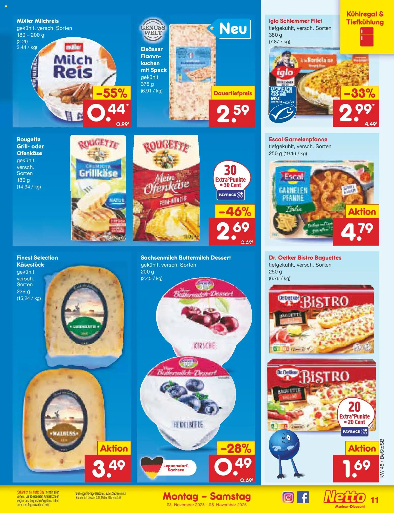 Netto Marken-Discount Prospekt 	 – gültig ab 03.11.2025 | Seite: 11 | Produkte: Grill, Iglo, Baguette, Garnelen