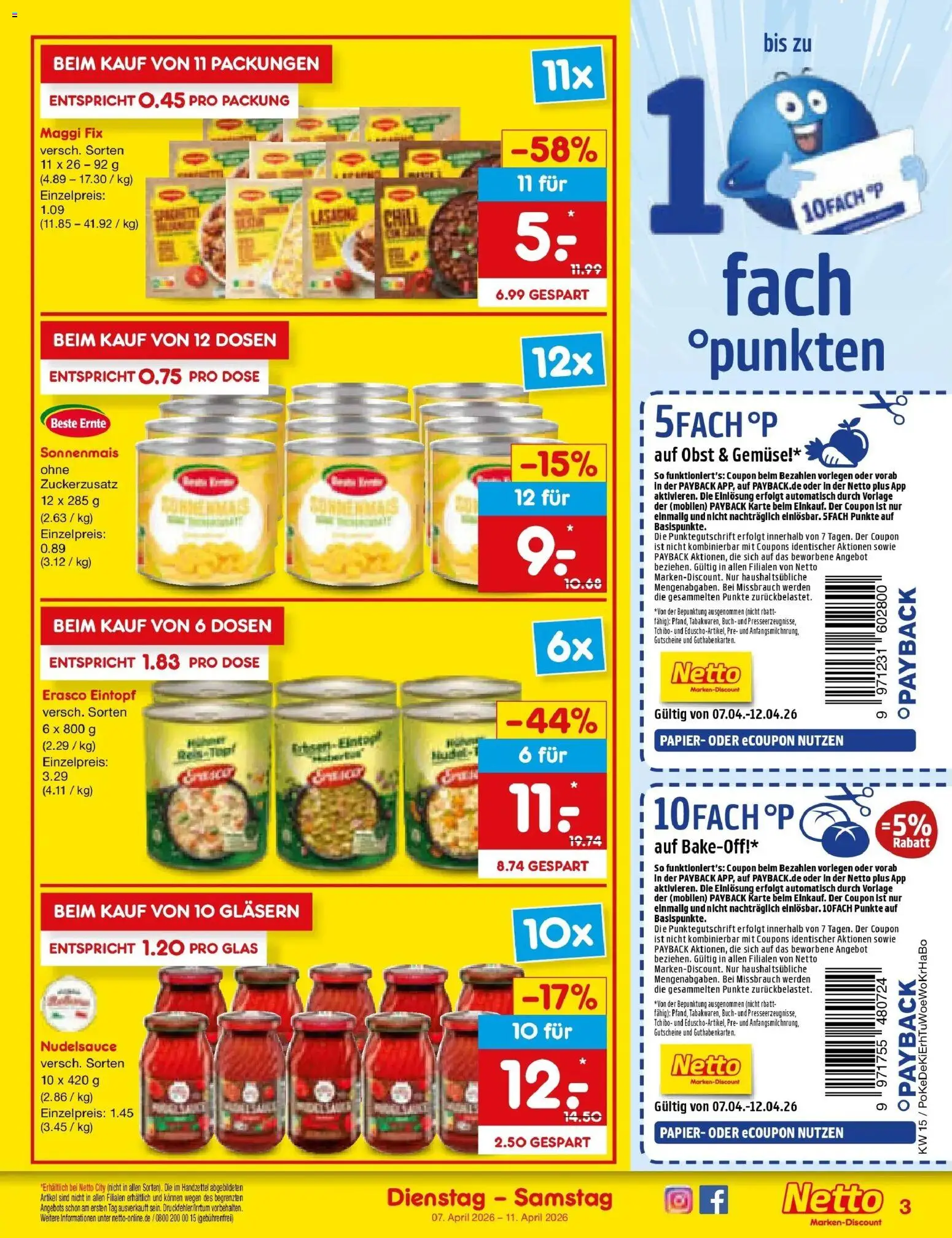 Netto Marken-Discount Prospekt Stadtlohn	 – gültig ab 05.04.2026 | Seite: 3 | Produkte: Maggi, Gemüse, Obst, Erasco