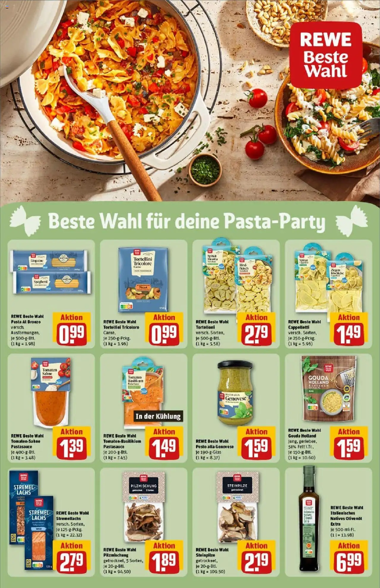 Rewe prospekt Erkelenz	 - gültig ab dem 11.08.2025 | Seite: 15 | Produkte: Gouda, Olivenol, Pasta, Frischkase